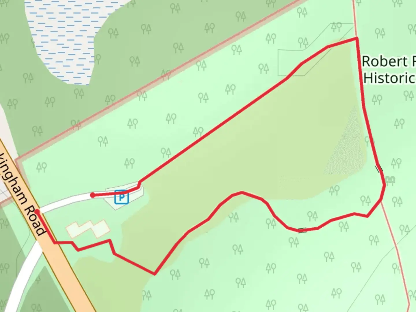 An image depicting the trail Robert Frost Historic Site Loop and its surrounding area.