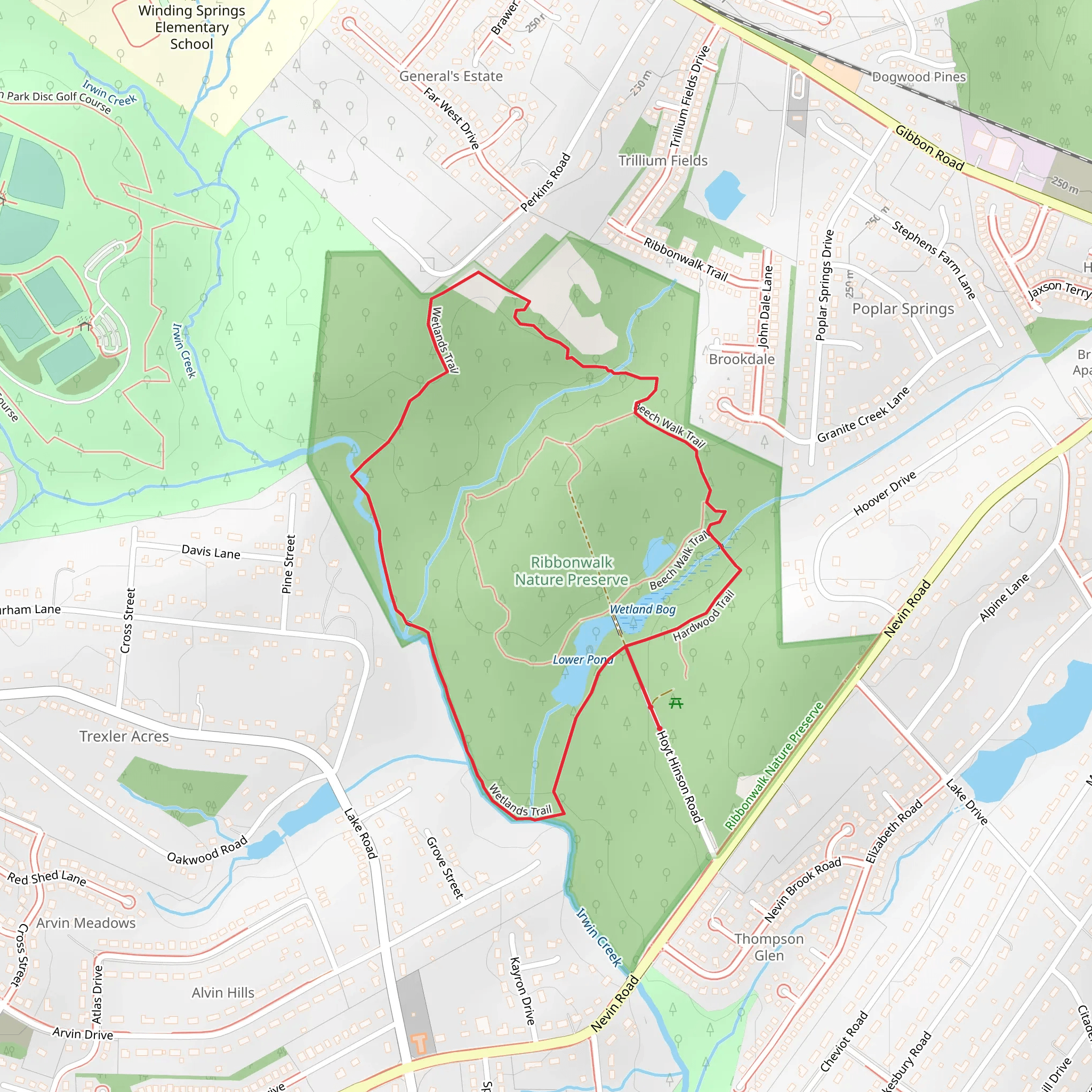 Wetlands and Beech Walk Loop Trail mobile static map