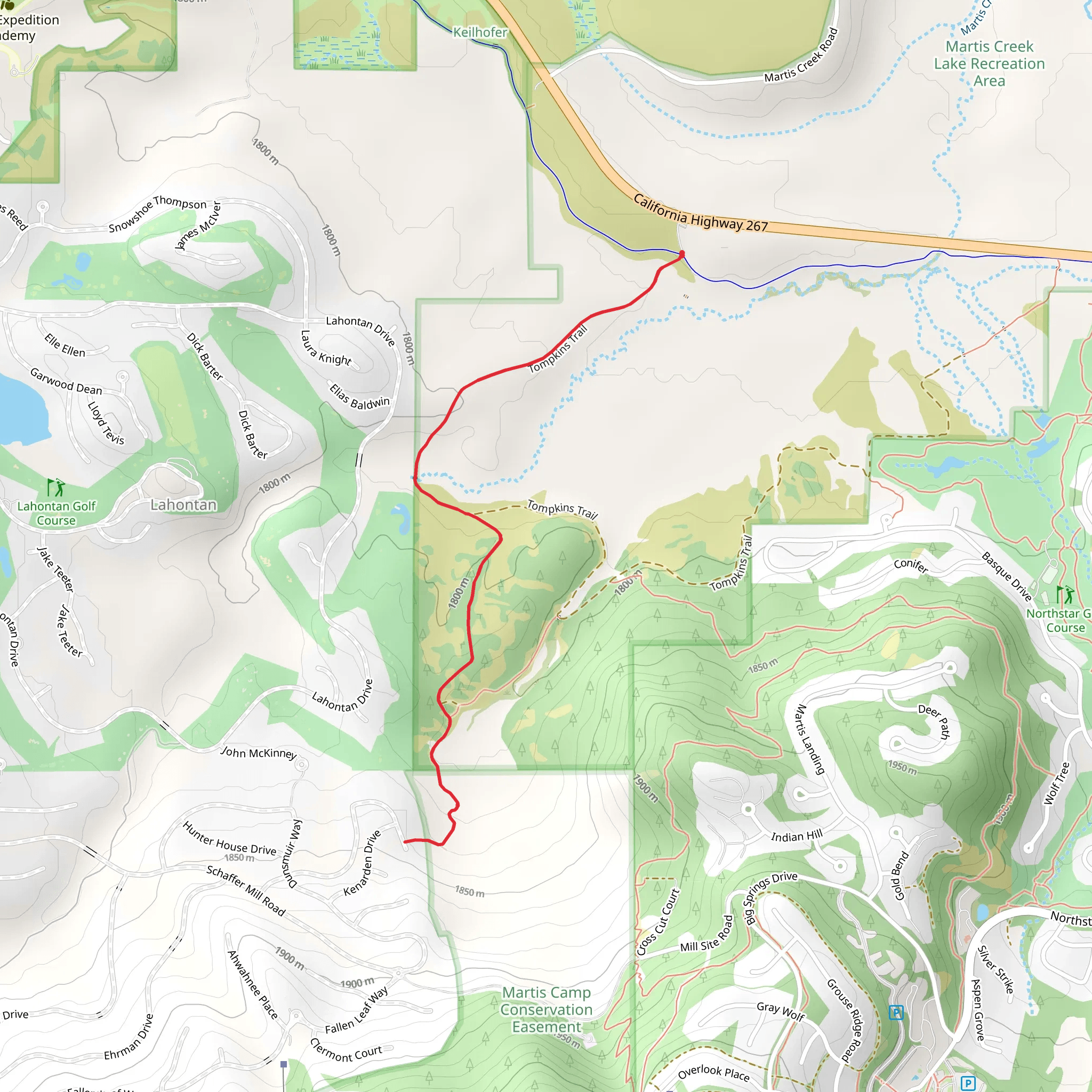 Martis Creek via Tompkins Trail mobile static map