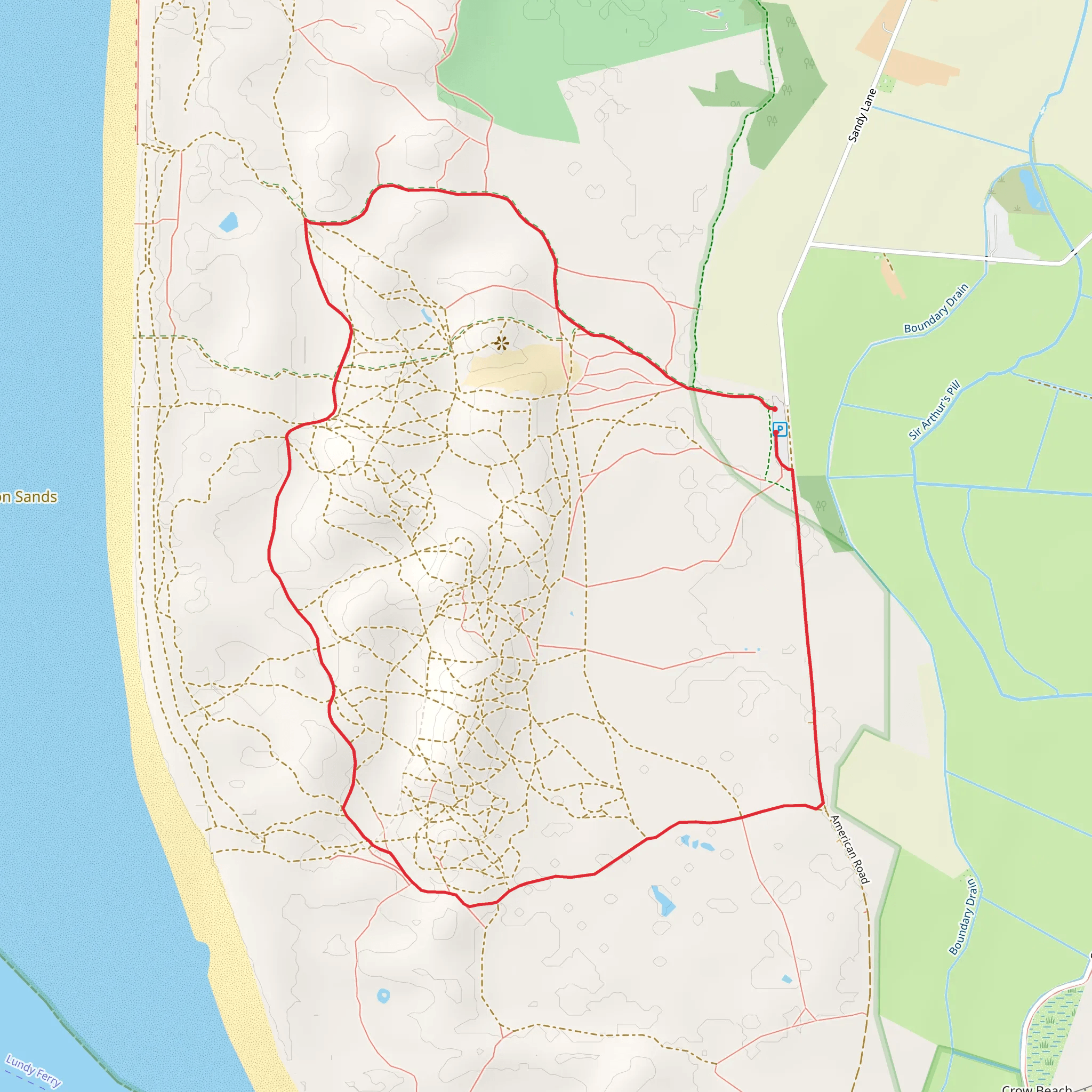 Braunton Burrows Loop mobile static map
