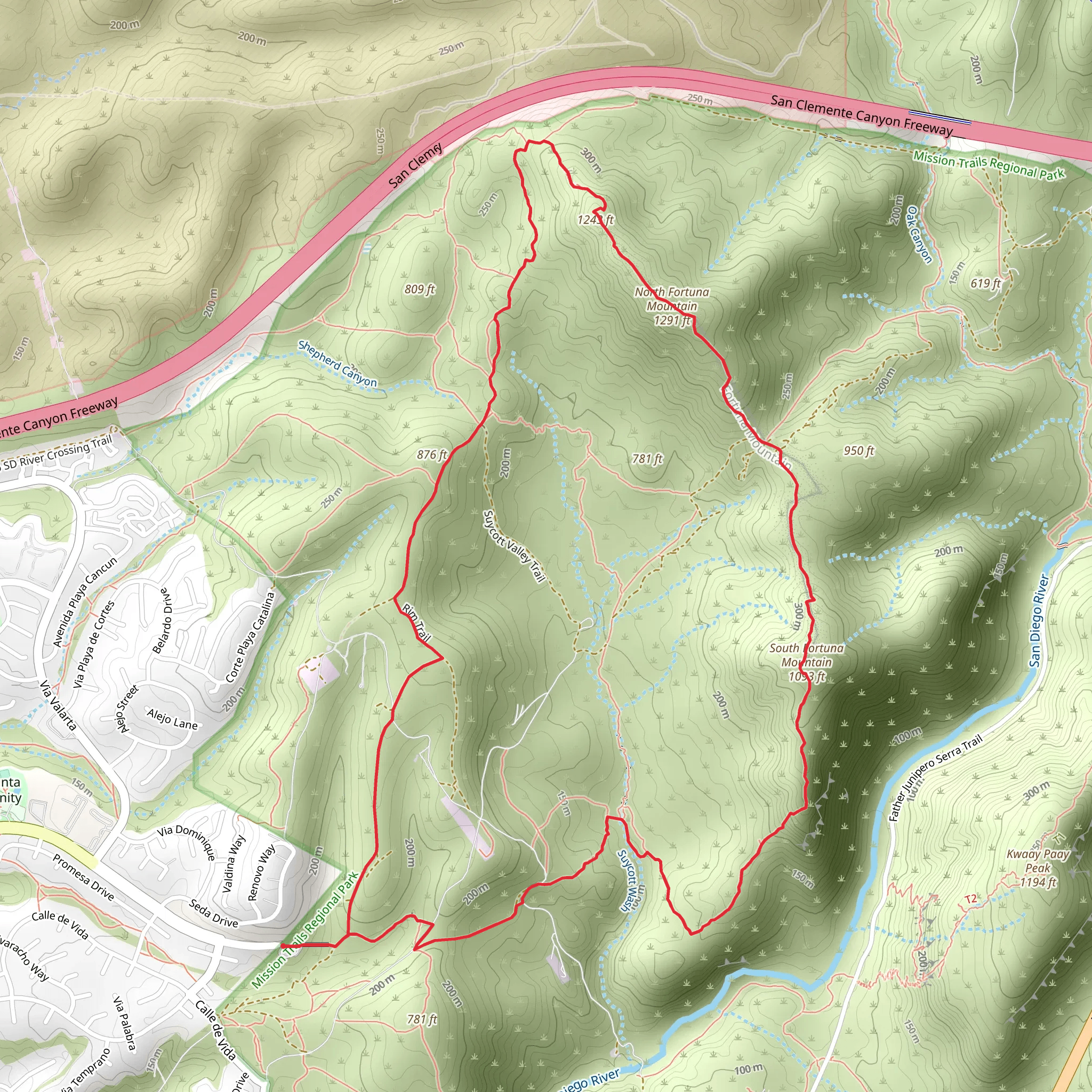 North and South Fortuna Mountain Loop mobile static map