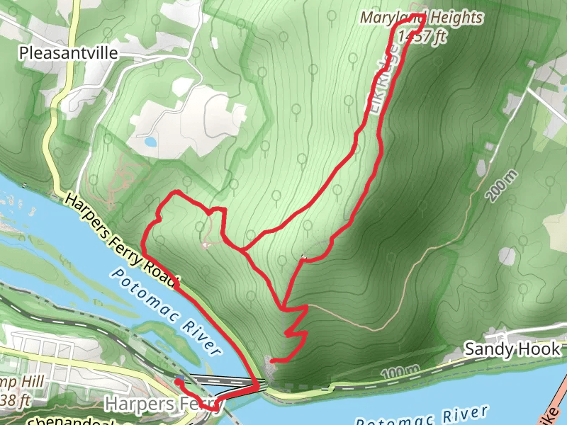 Maryland Heights and Stone Fort Loop Trail from Harpers Ferry