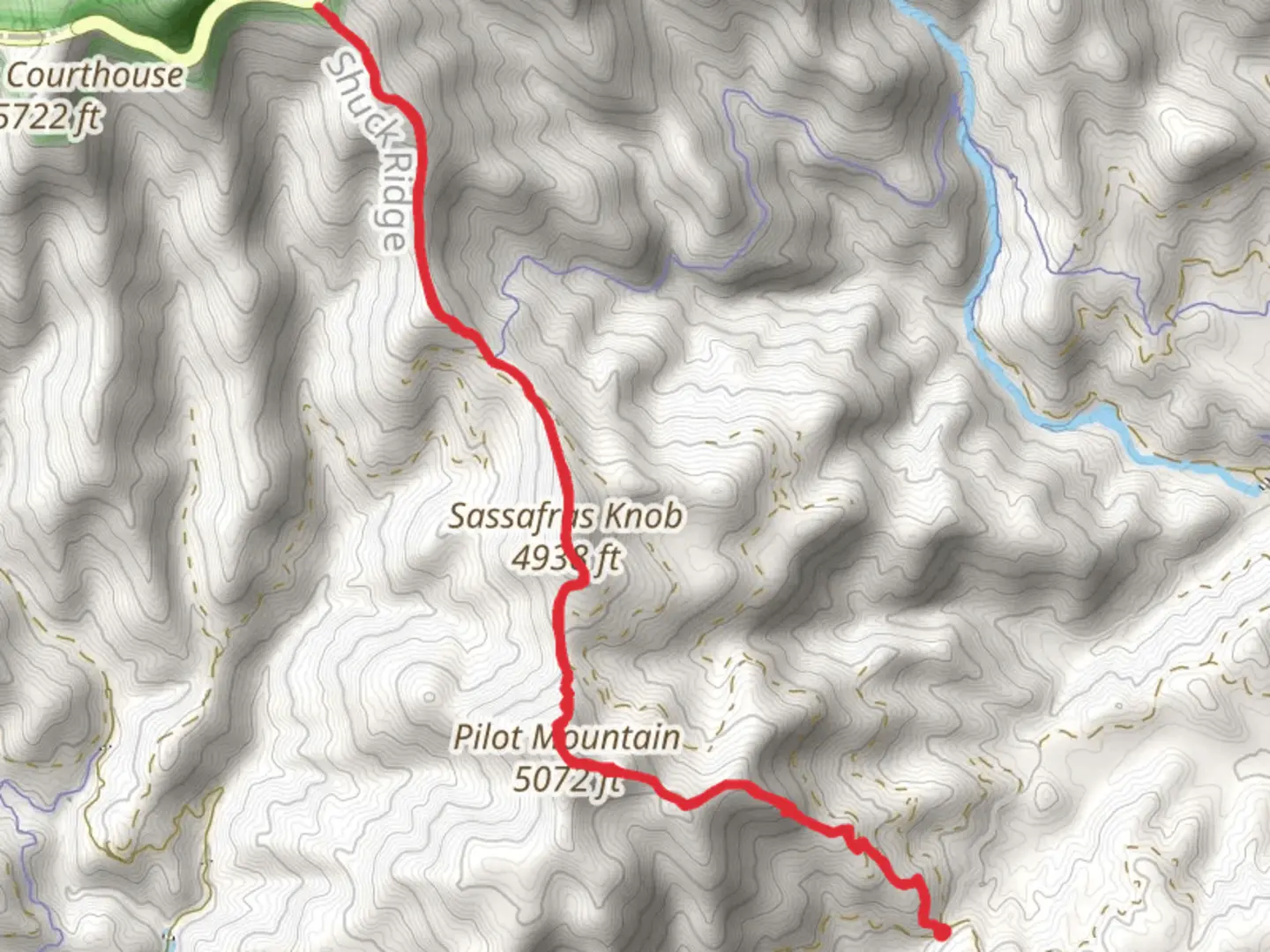 An image depicting the trail Art Loeb Trail to Blue Ridge Parkway and its surrounding area.