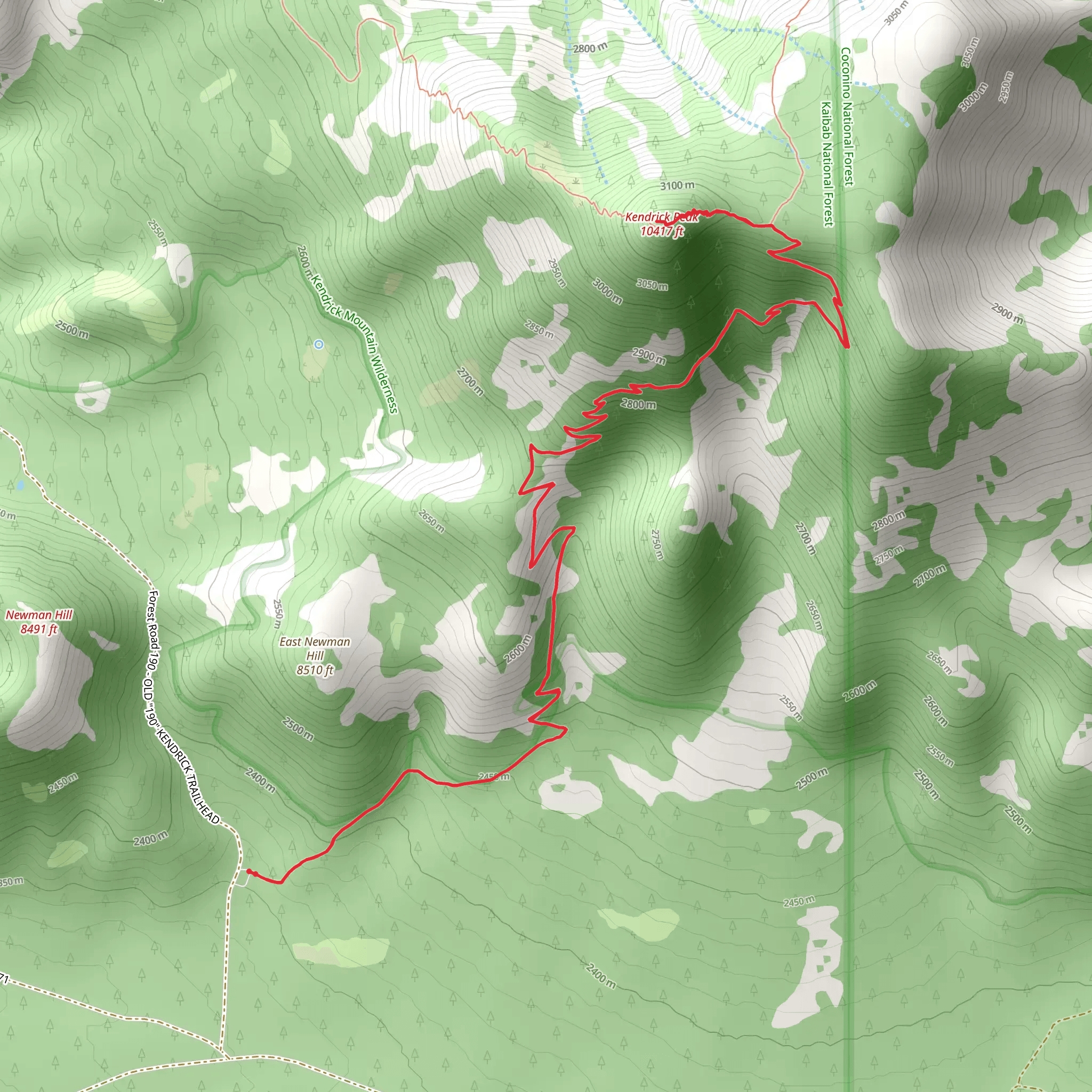 Kendrick Peak Trail mobile static map