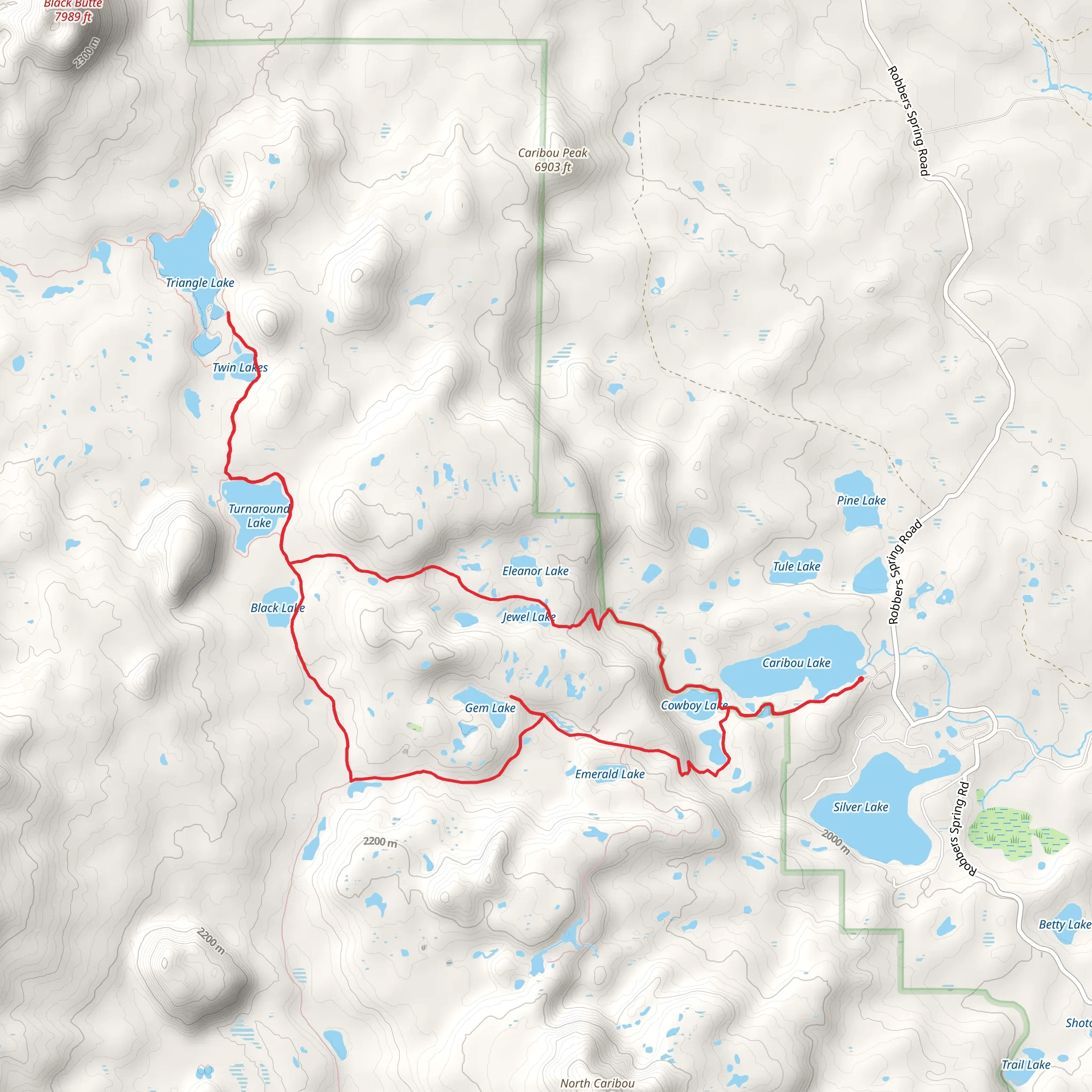 Caribou Lake, Cowboy Lake and Triangle Lake Loop mobile static map