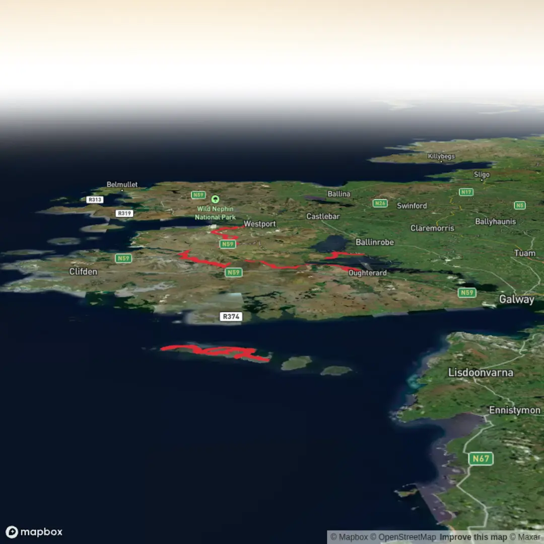 An image depicting the trail Connemara and the West of Ireland 10-Day Moderate Tour (Hillwalk Tours) and its surrounding area.