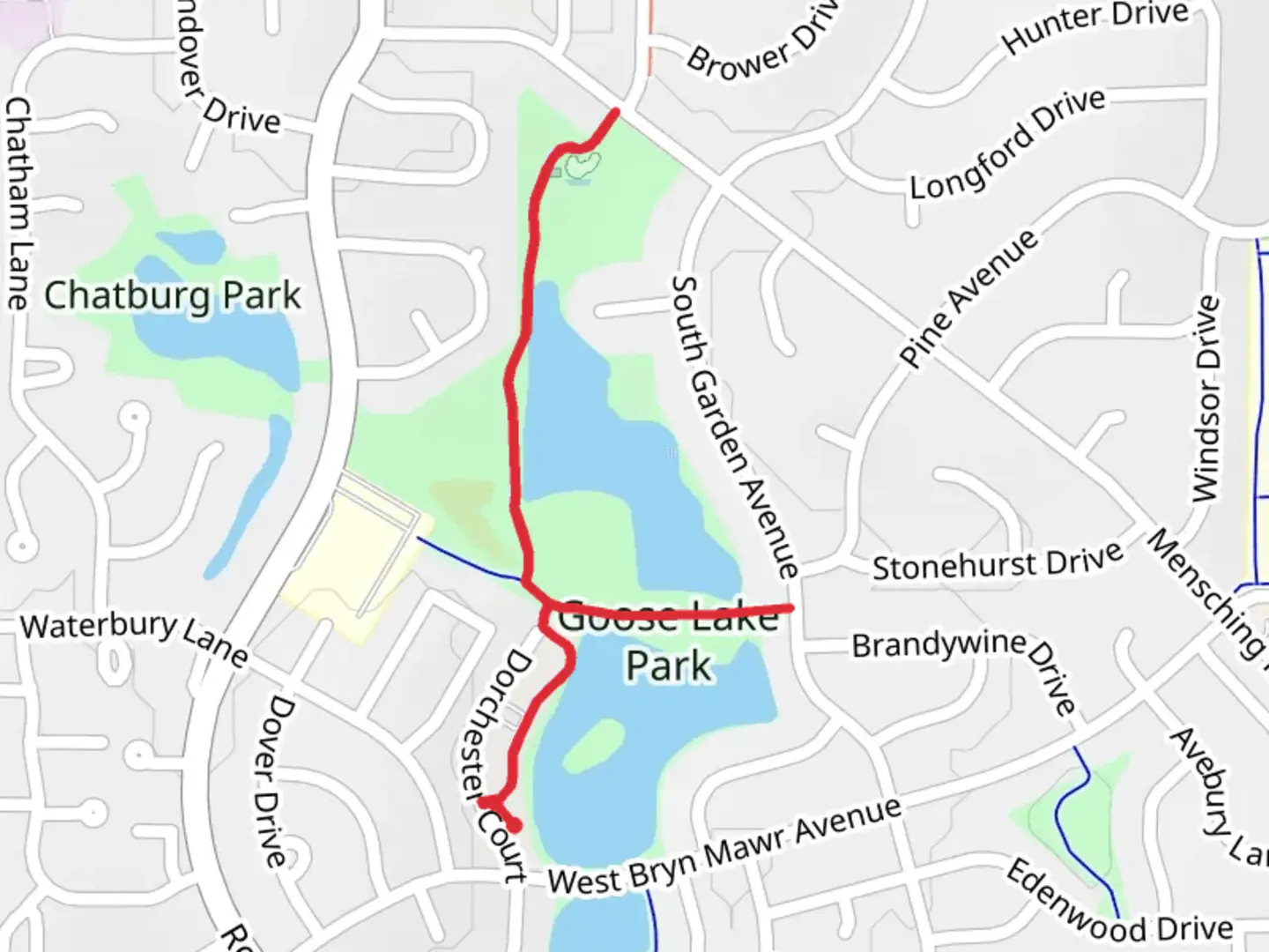 An image depicting the trail Goose Lake Park Walk and its surrounding area.