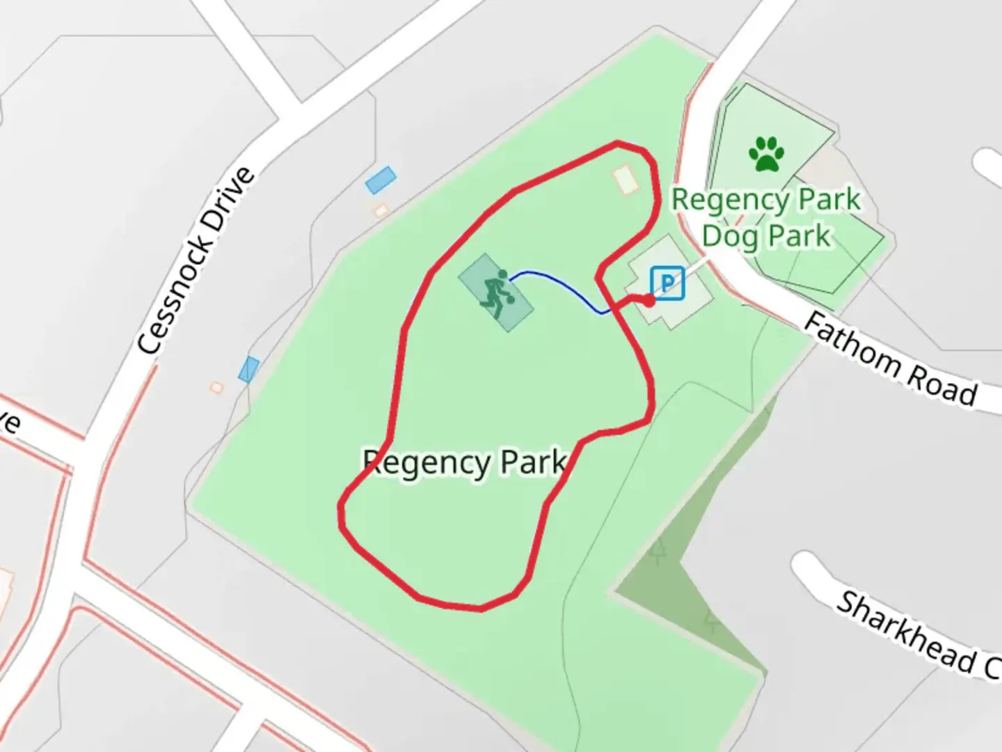 An image depicting the trail Regency Park Loop and its surrounding area.