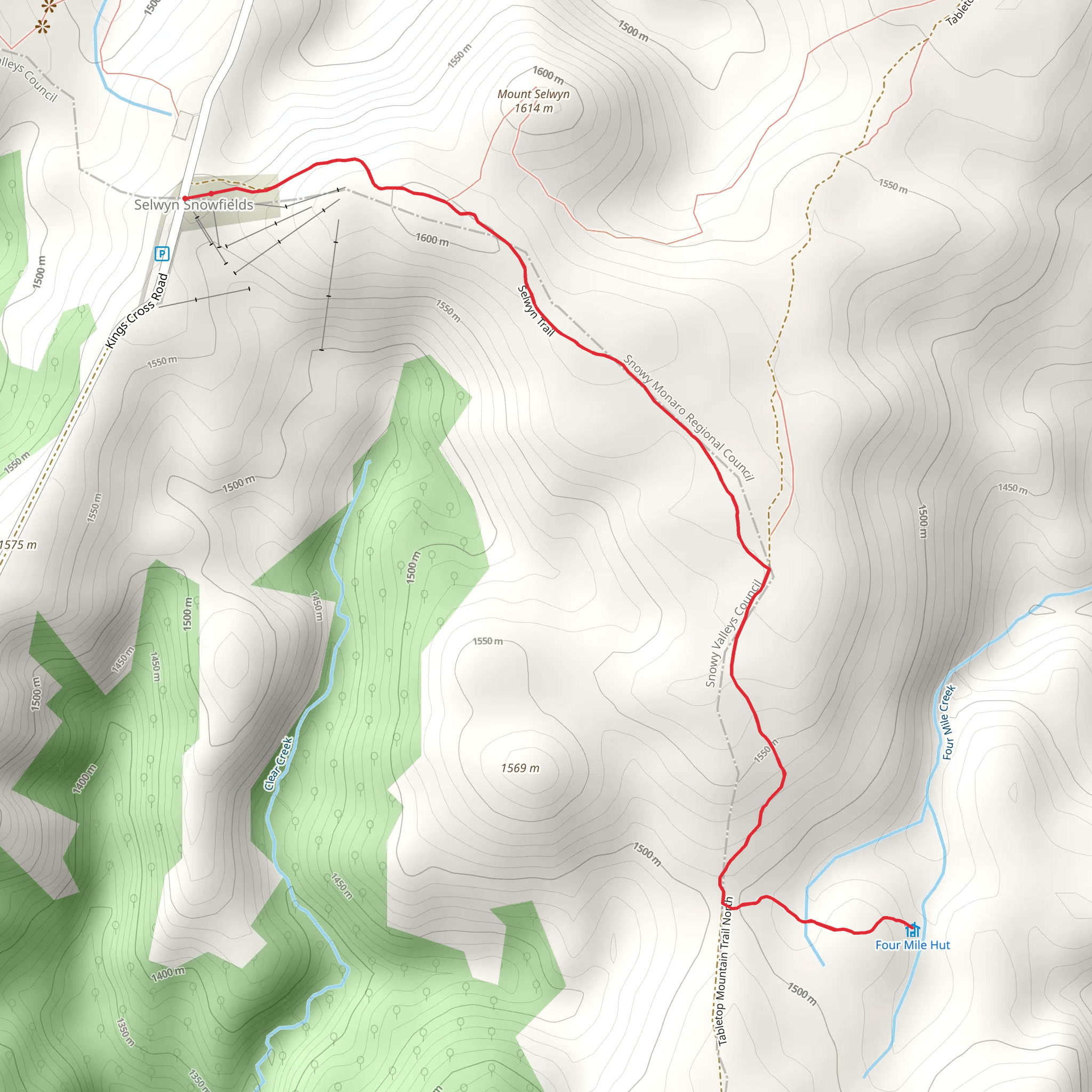 Four Mile Hut Walk mobile static map