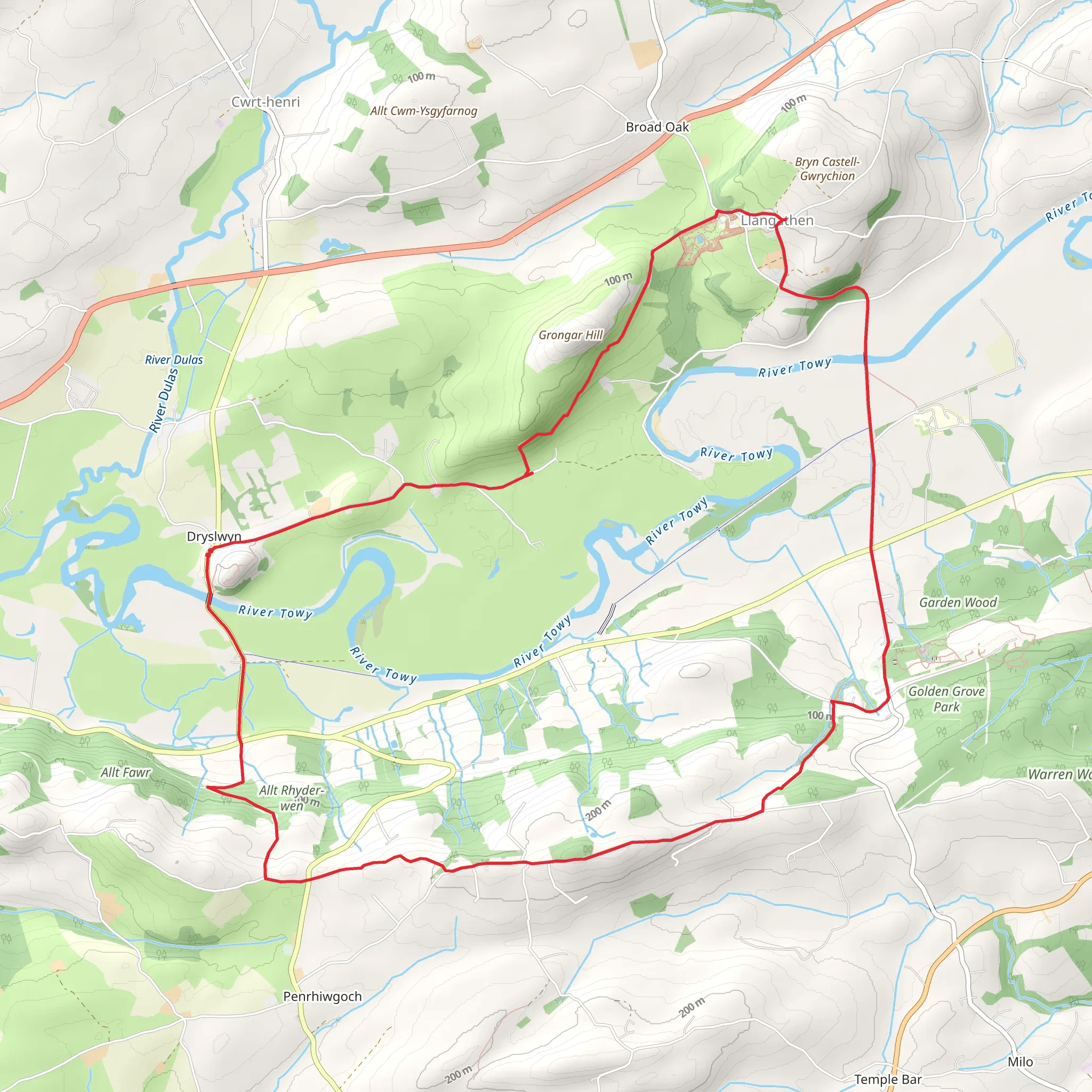 Dryslwyn, Aberglasney and Golden Grove (7) mobile static map