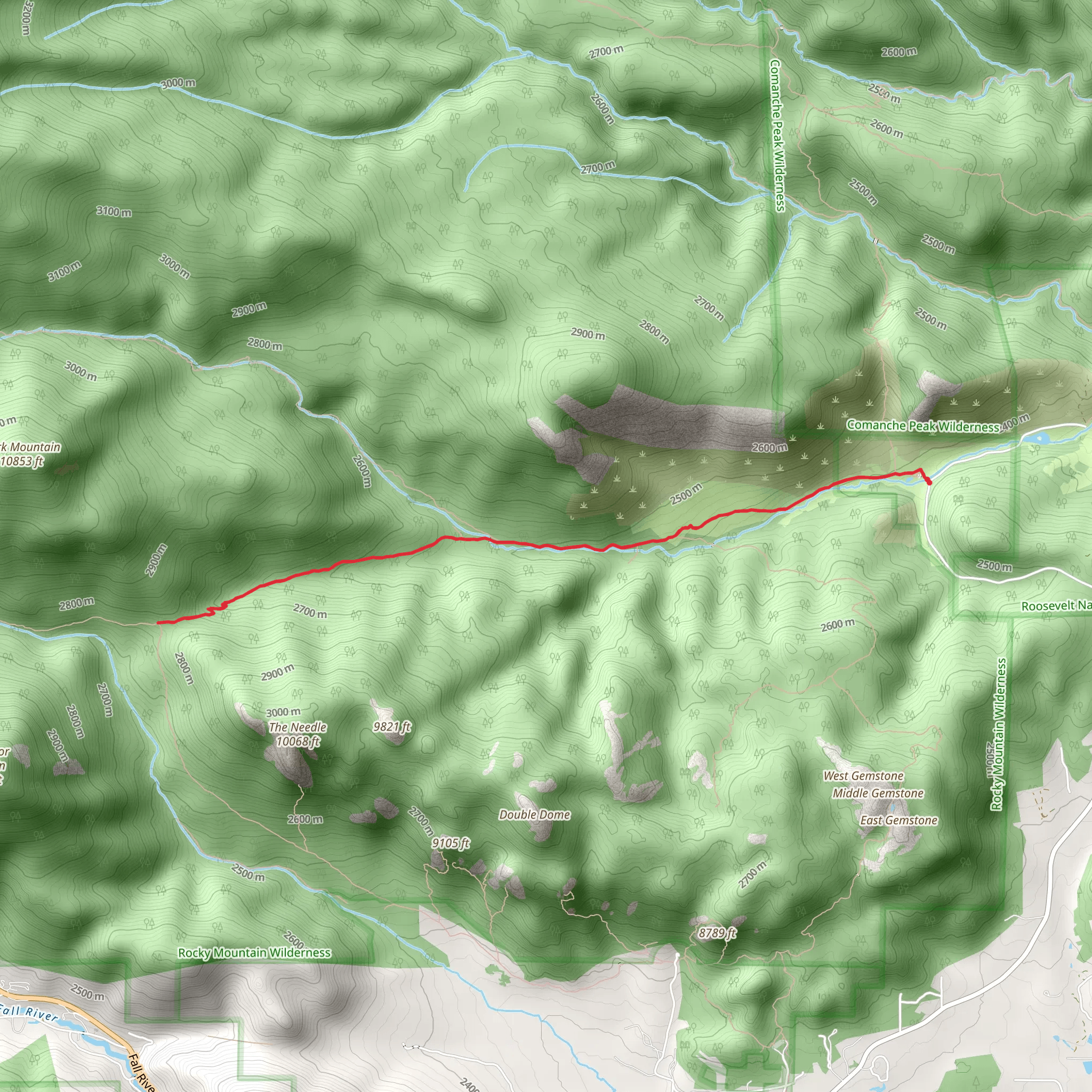 Dark Mountain via Cow Creek Trail mobile static map
