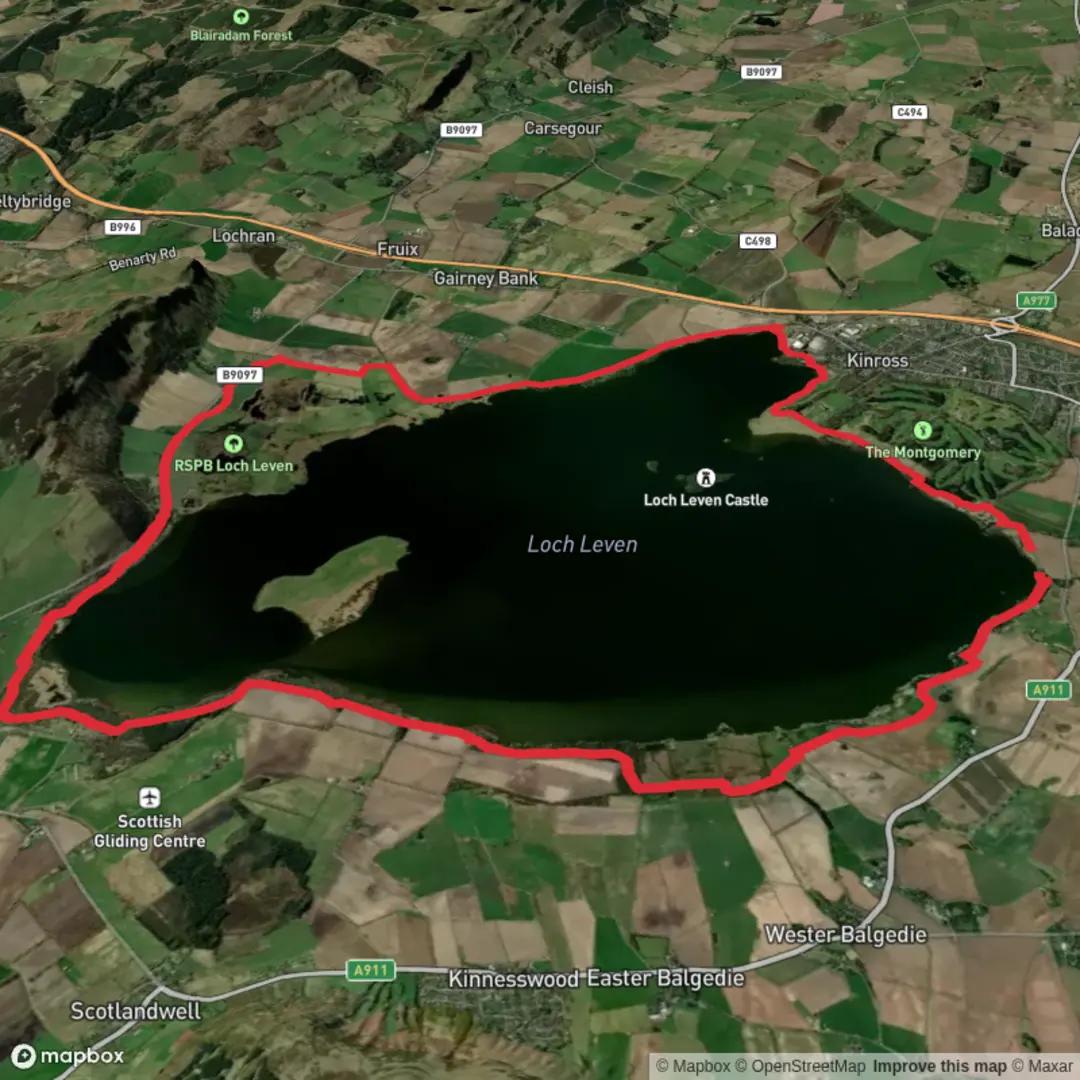 An image depicting the trail Loch Leven Heritage Trail and its surrounding area.