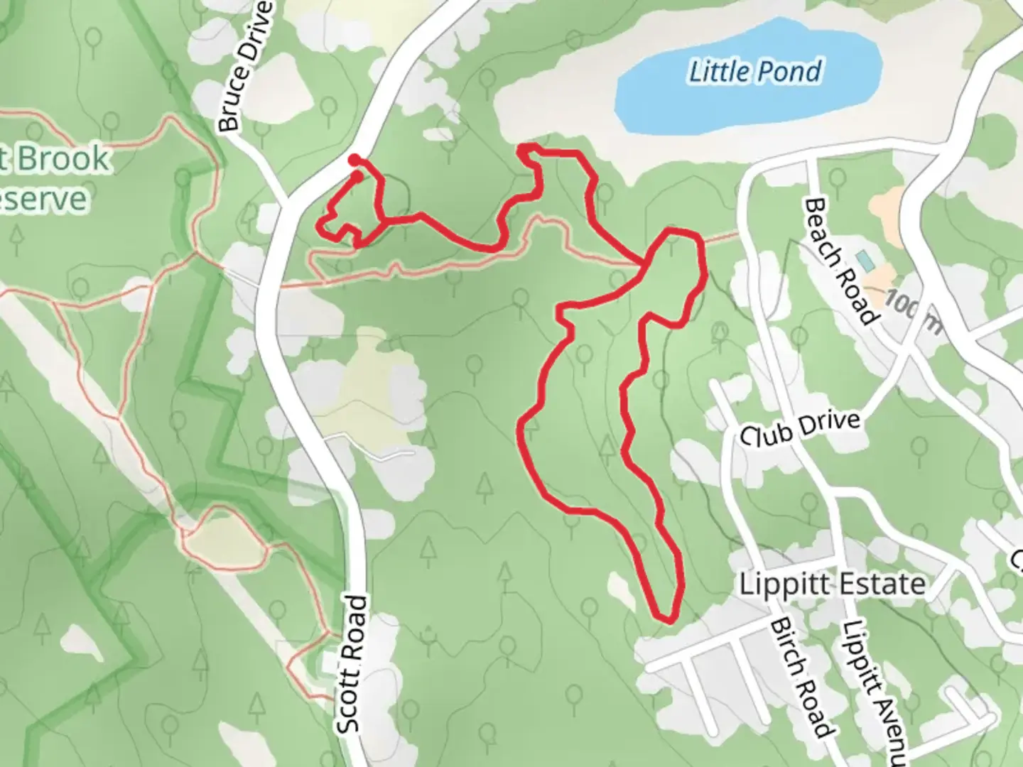 An image depicting the trail Otis Lippitt Trail and Rowbottom Loop Trail and its surrounding area.