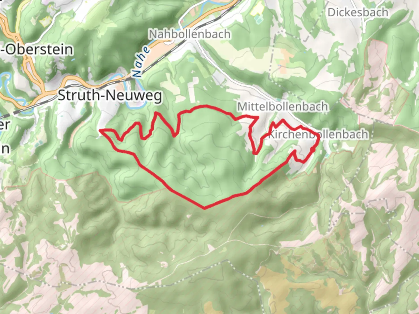 An image depicting the trail Kirchenbollenbach Loop and its surrounding area.