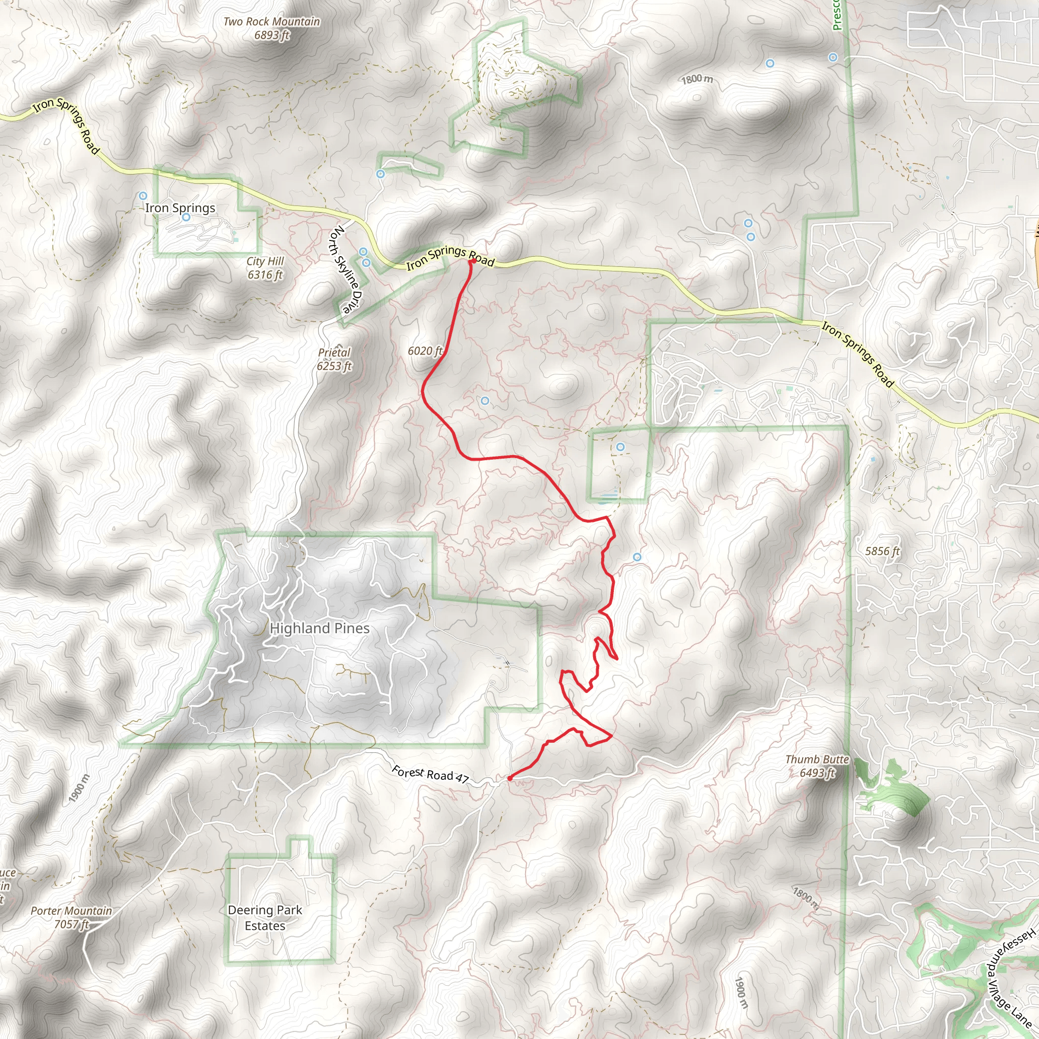 Javelina Trail and West Trail mobile static map