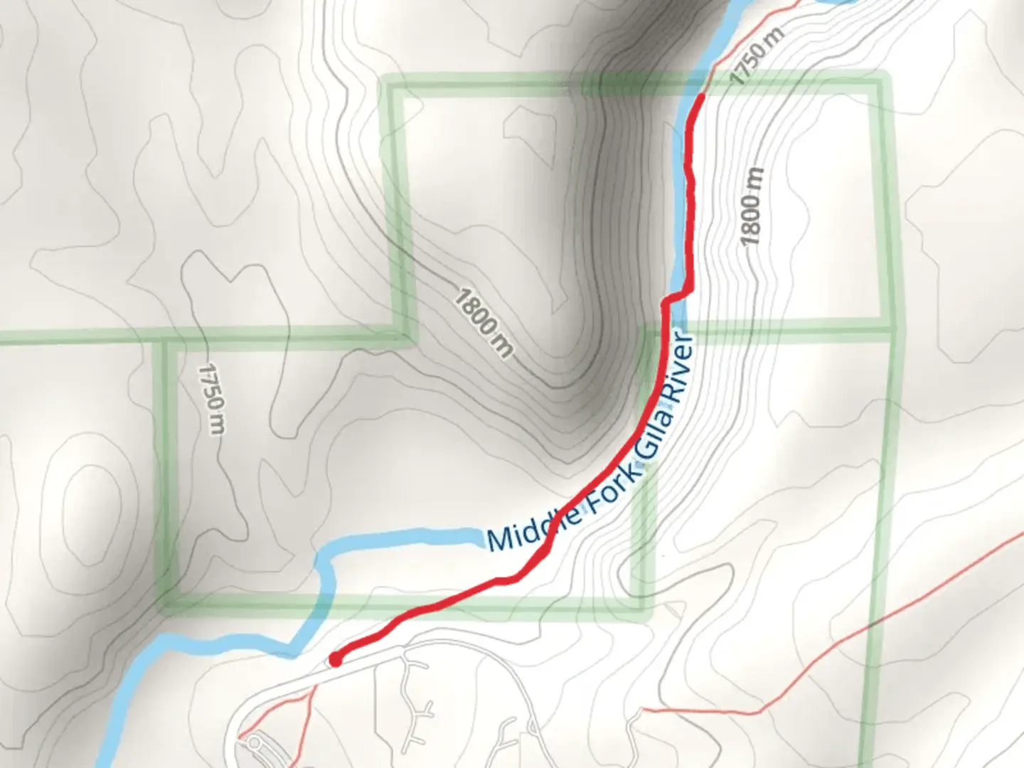 An image depicting the trail Middle Fork Gila River and its surrounding area.