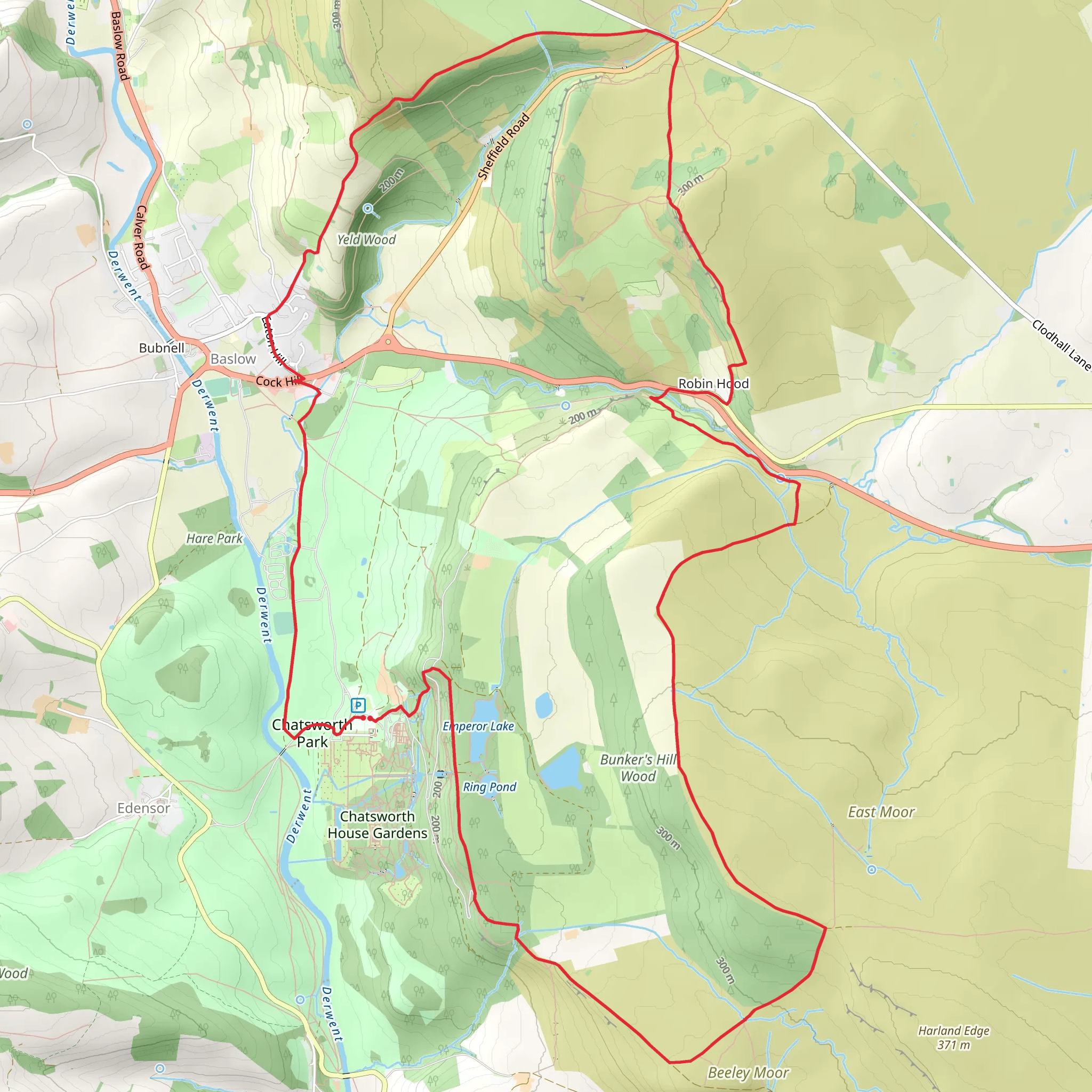 Chatsworth and Birchen Edge Loop mobile static map