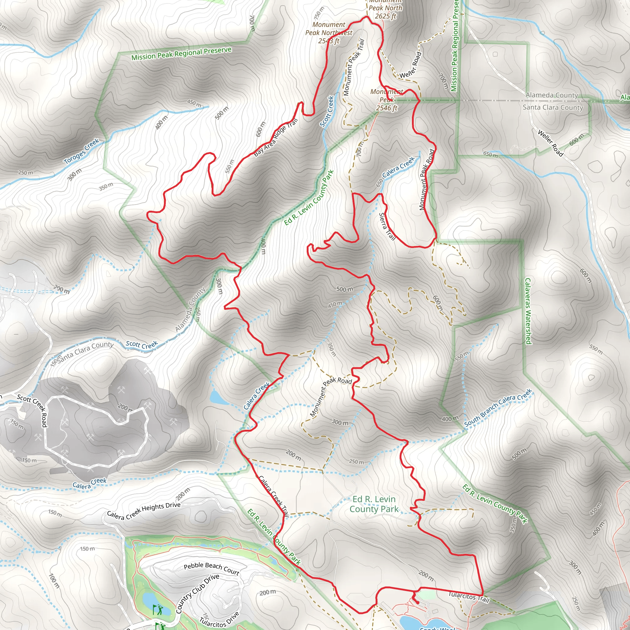 Sandy Wool Lake - Monument Peak Loop mobile static map