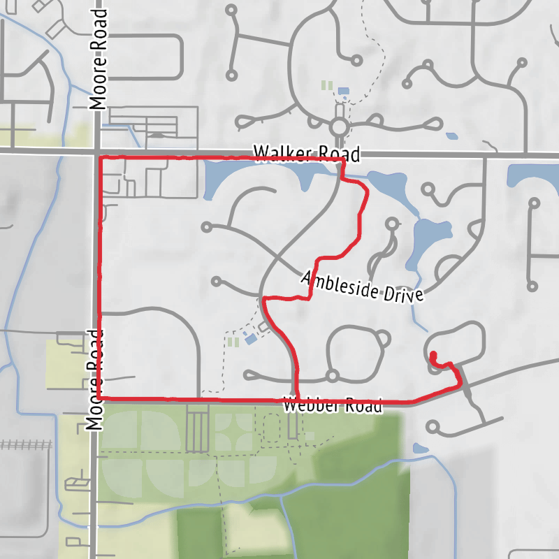 A map preview of the recording Hike from Avon Lake.