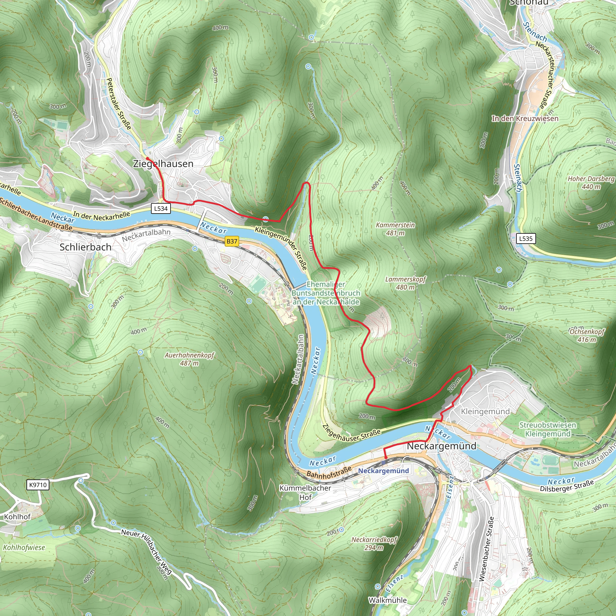 Neckargemünd to Ziegelhausen Walk mobile static map
