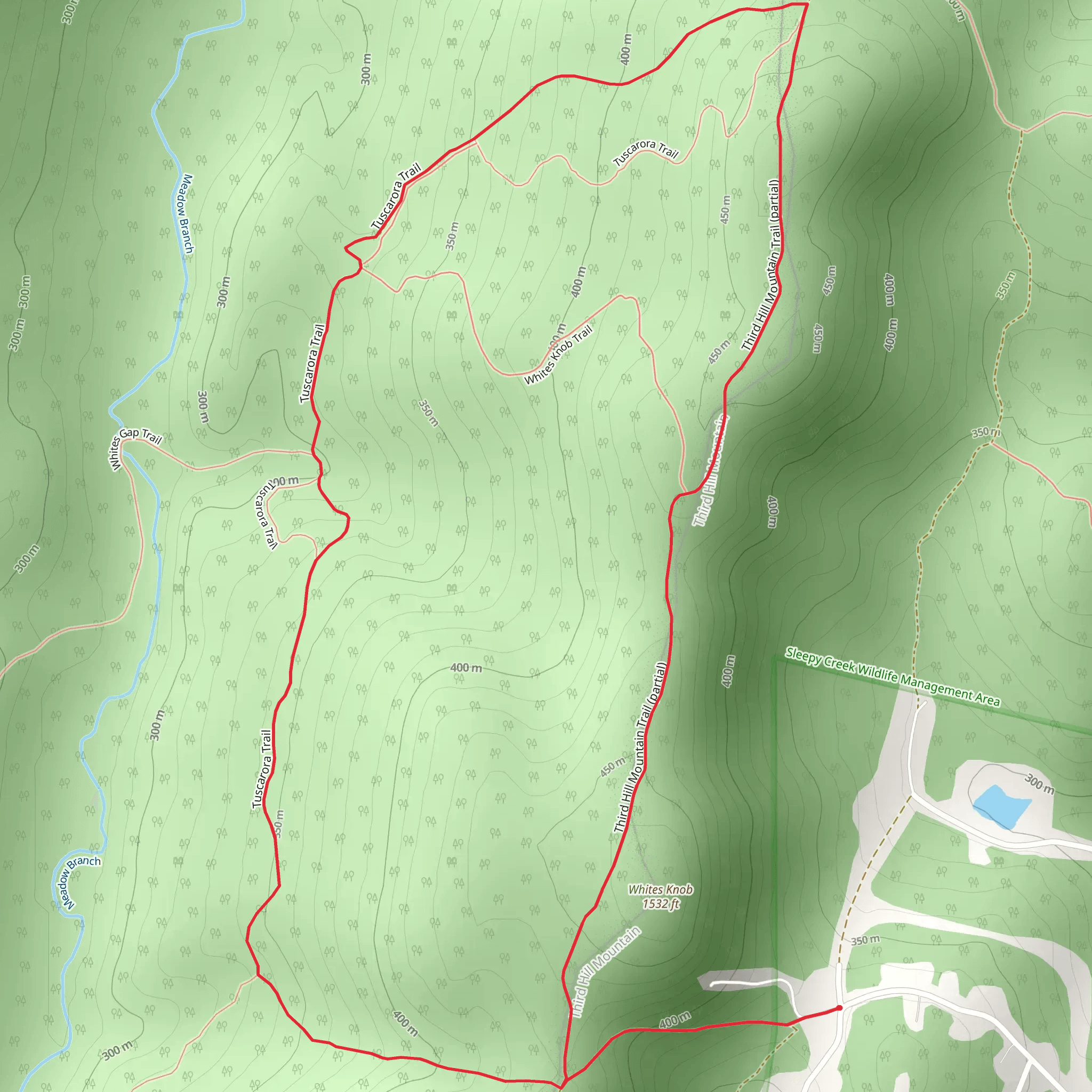 Tuscarora and Third Hill Mountain Loop Trail mobile static map