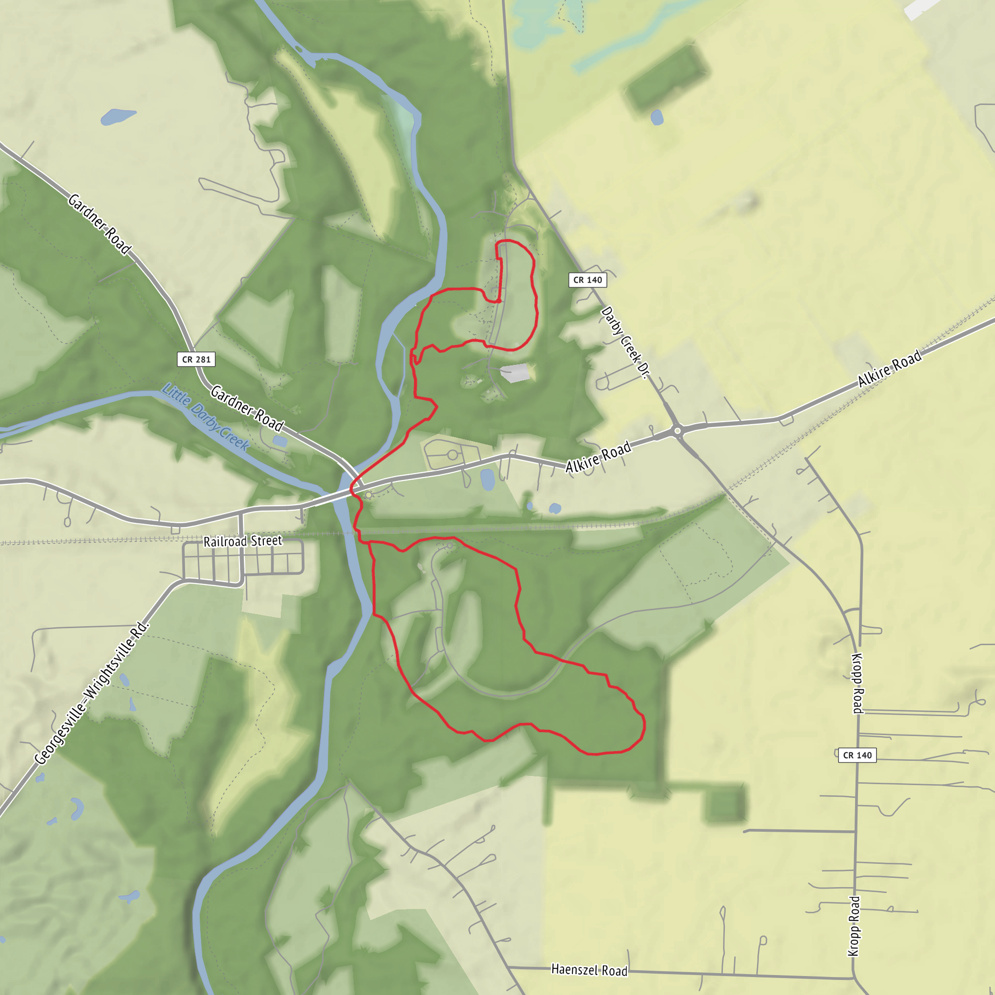 Big Darby Creek via Cobshell Trail and Terrace Trail mobile static map