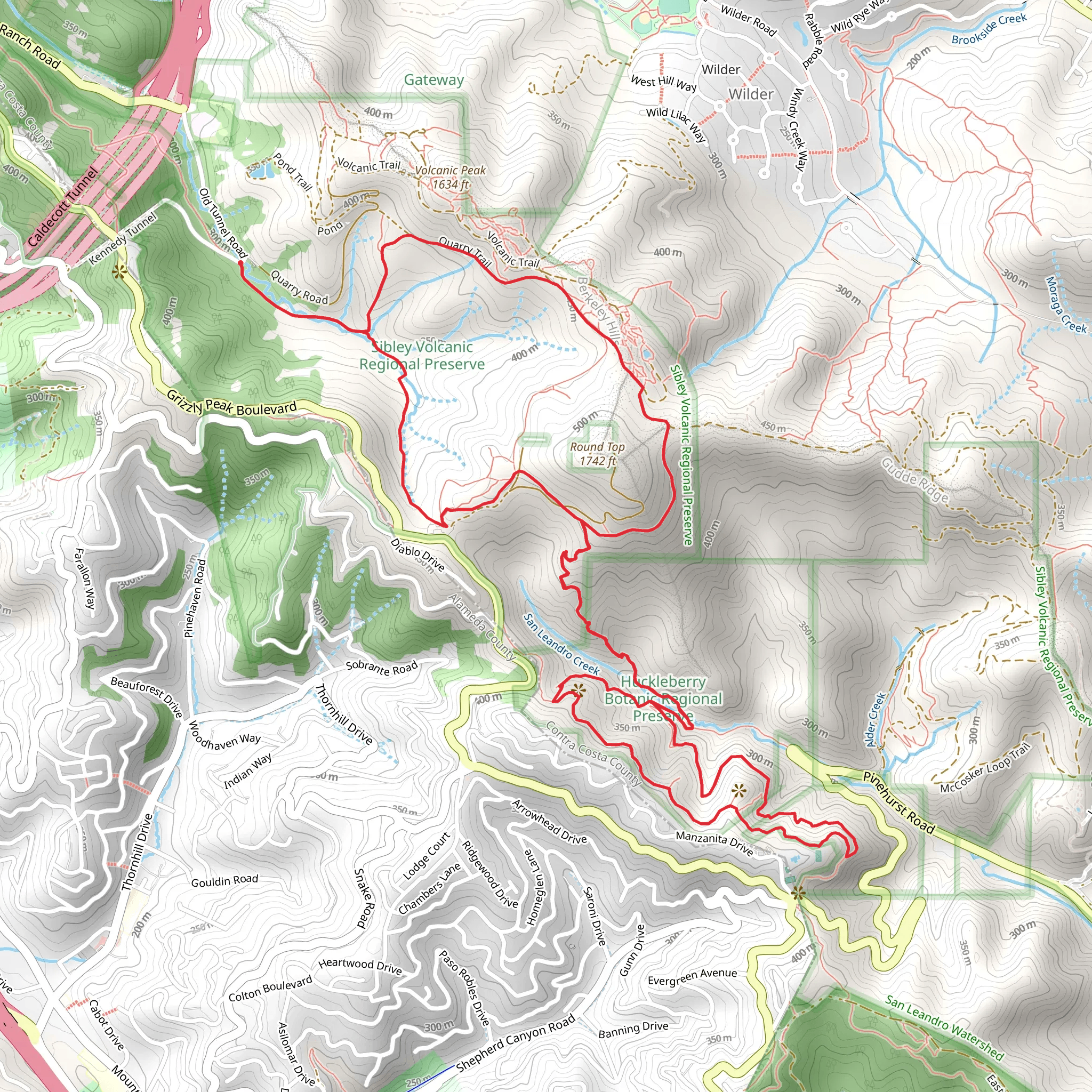 Skyline, Upper Huckleberry and Quarry Loop Trail mobile static map