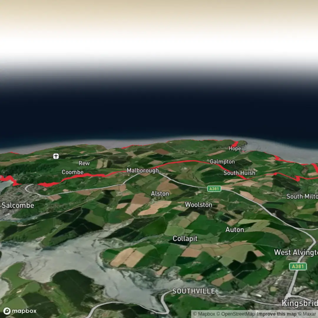 An image depicting the trail South Devon Loop via Starehole Bay and Hope Cove and its surrounding area.