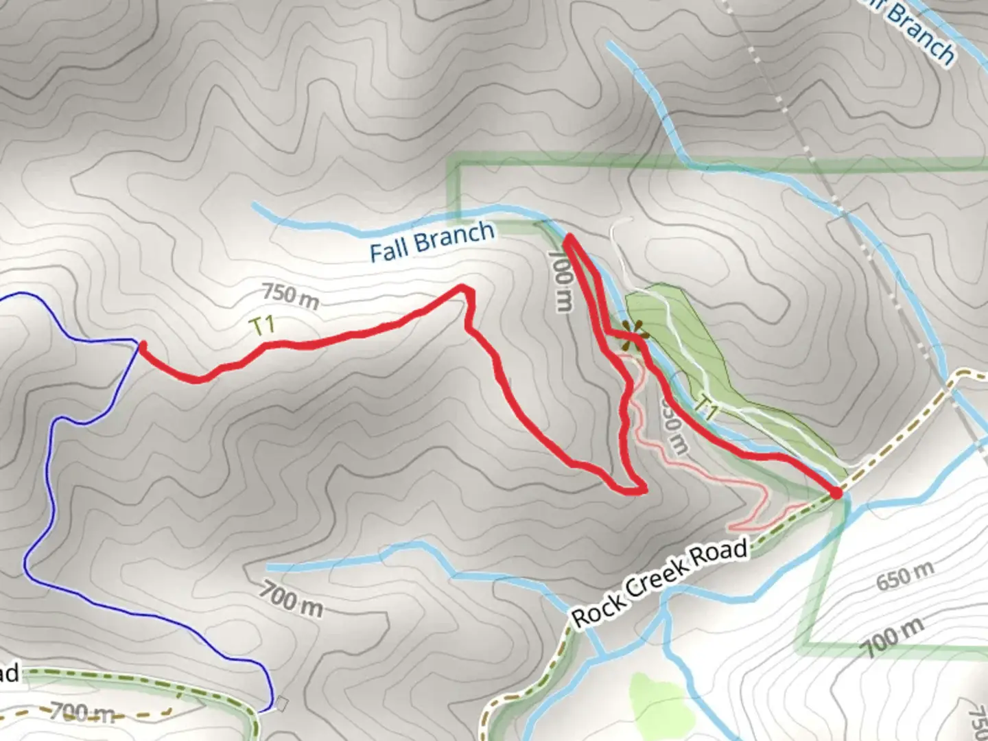 An image depicting the trail Benton MacKaye Trail from Rock Creek Road and its surrounding area.