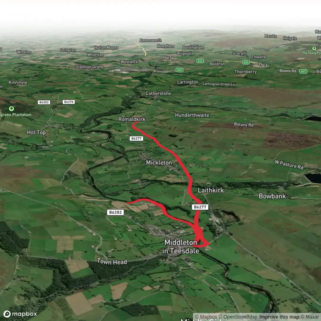 An image depicting the trail Middleton to Romaldkirk and its surrounding area.