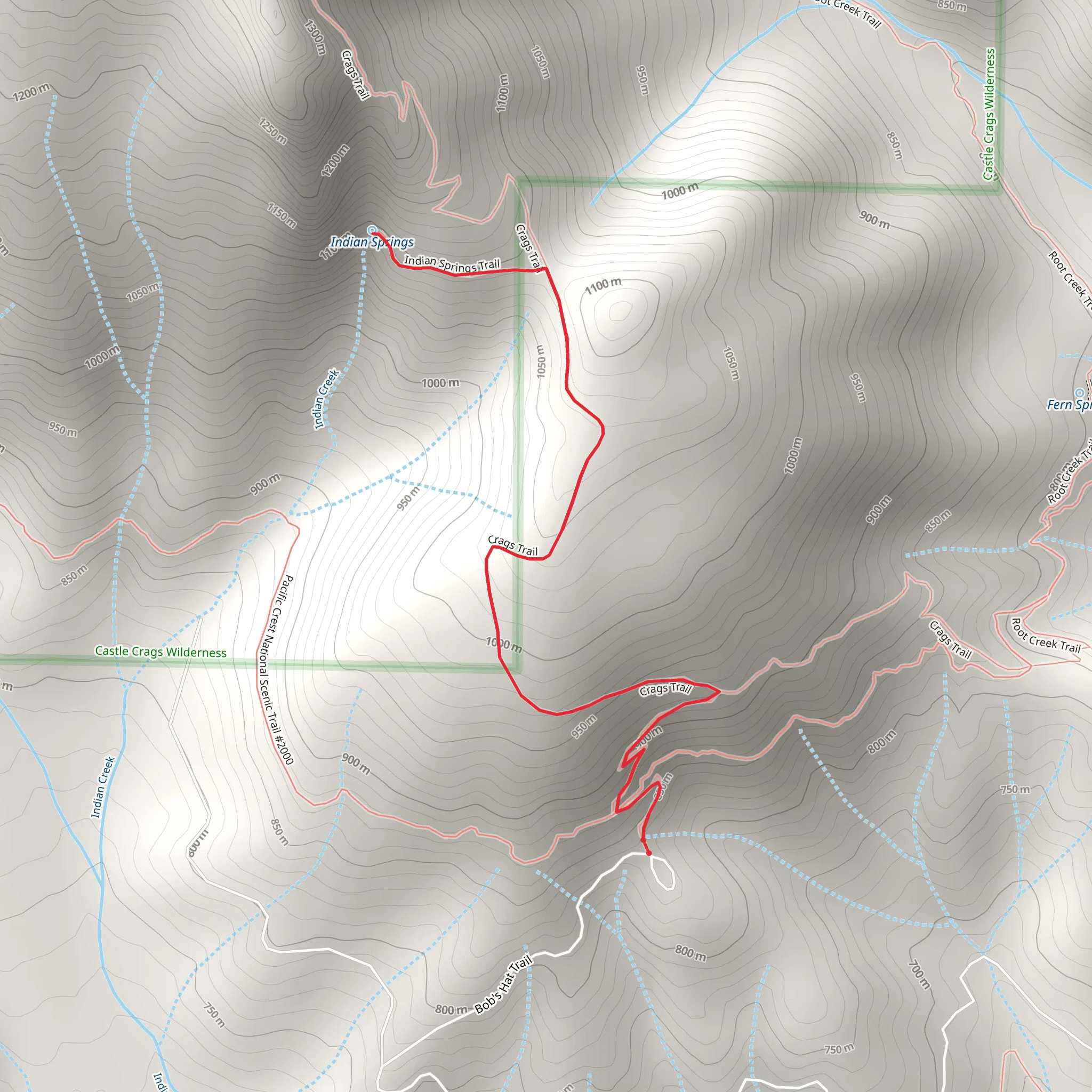 Indian Springs via Crags Trail mobile static map