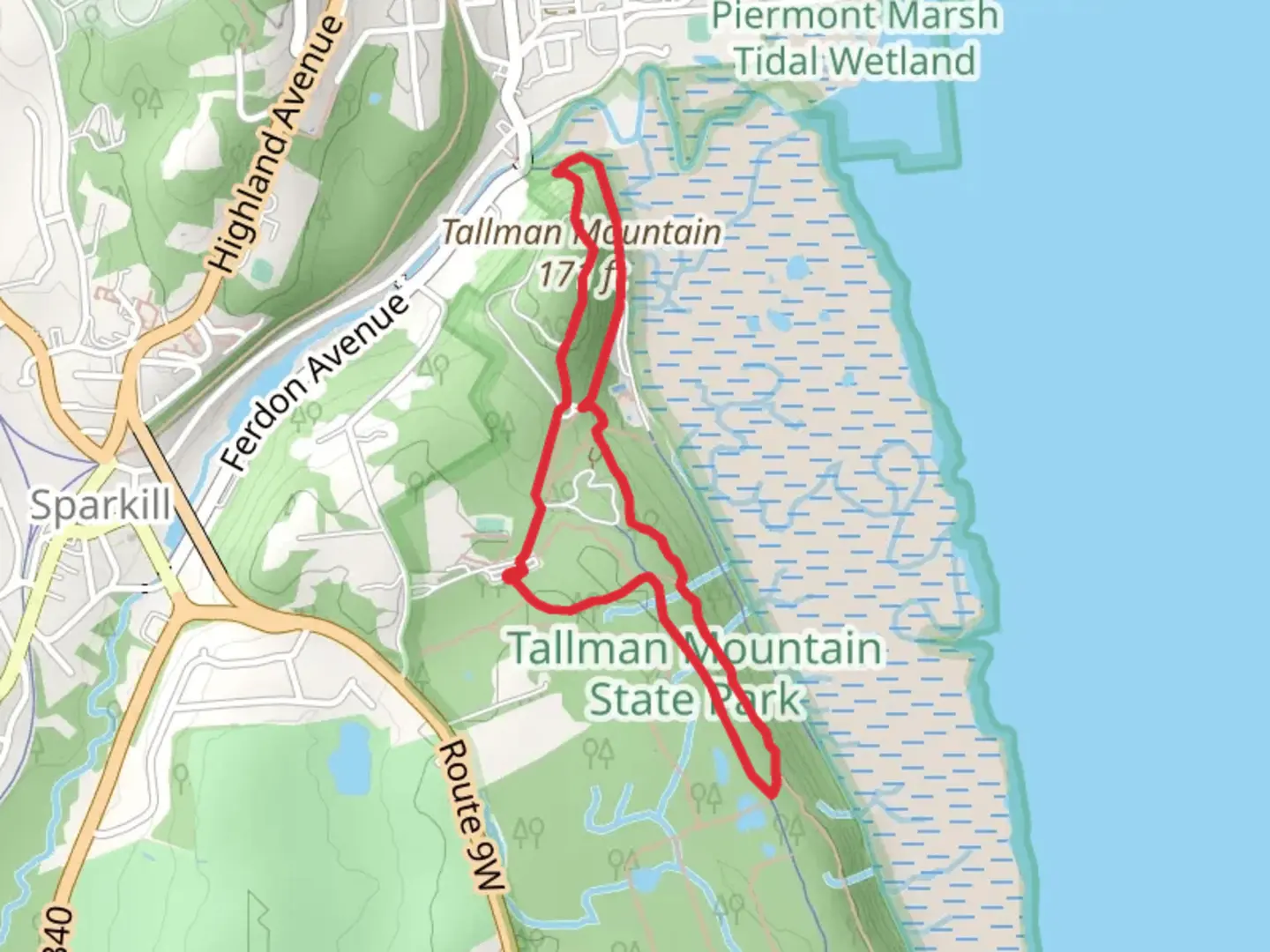 An image depicting the trail Tallman Mountain via Long Path and its surrounding area.