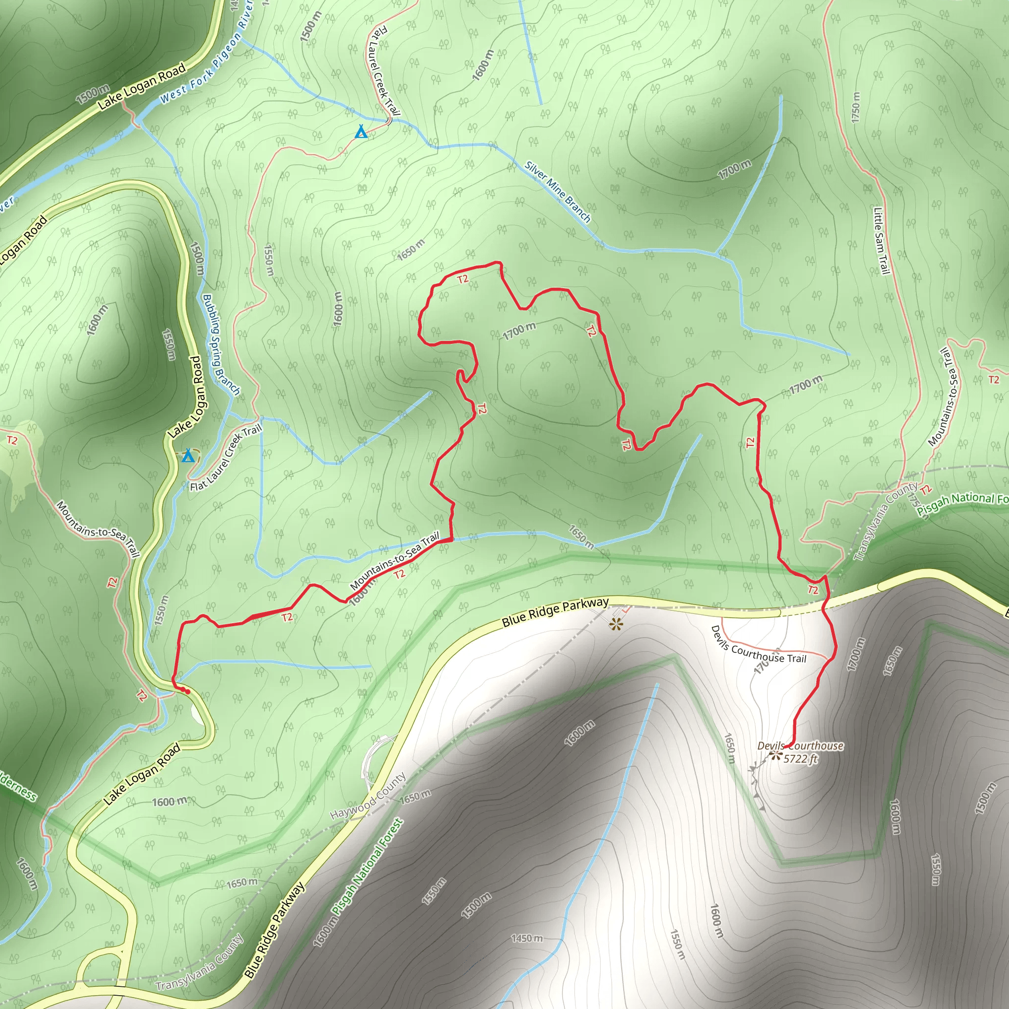 Devils Courthouse via Mountains-to-Sea Trail mobile static map