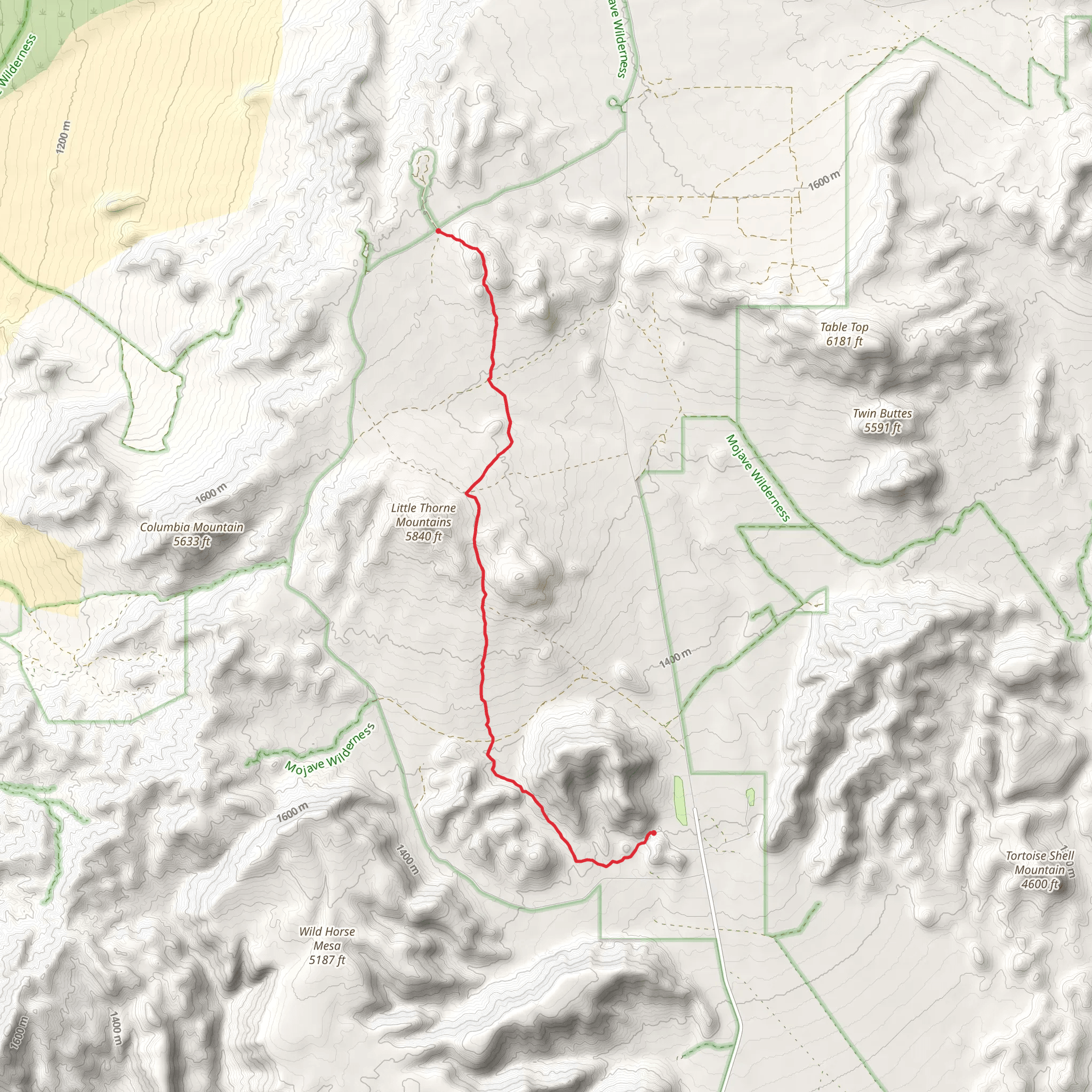 Mid Hills to Hole - in - the - Wall Trail mobile static map