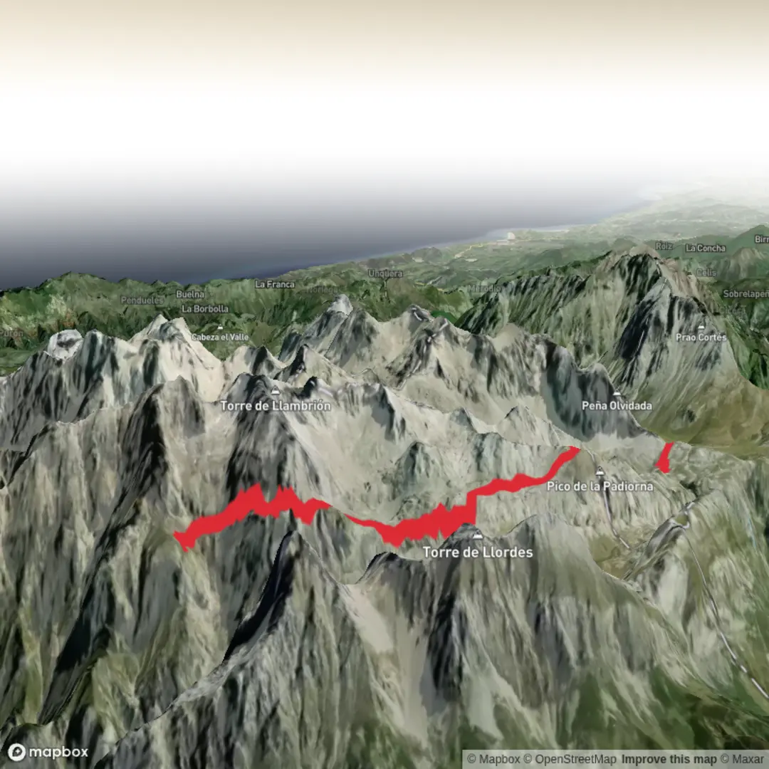 An image depicting the trail Picos de Europa National Park and its surrounding area.