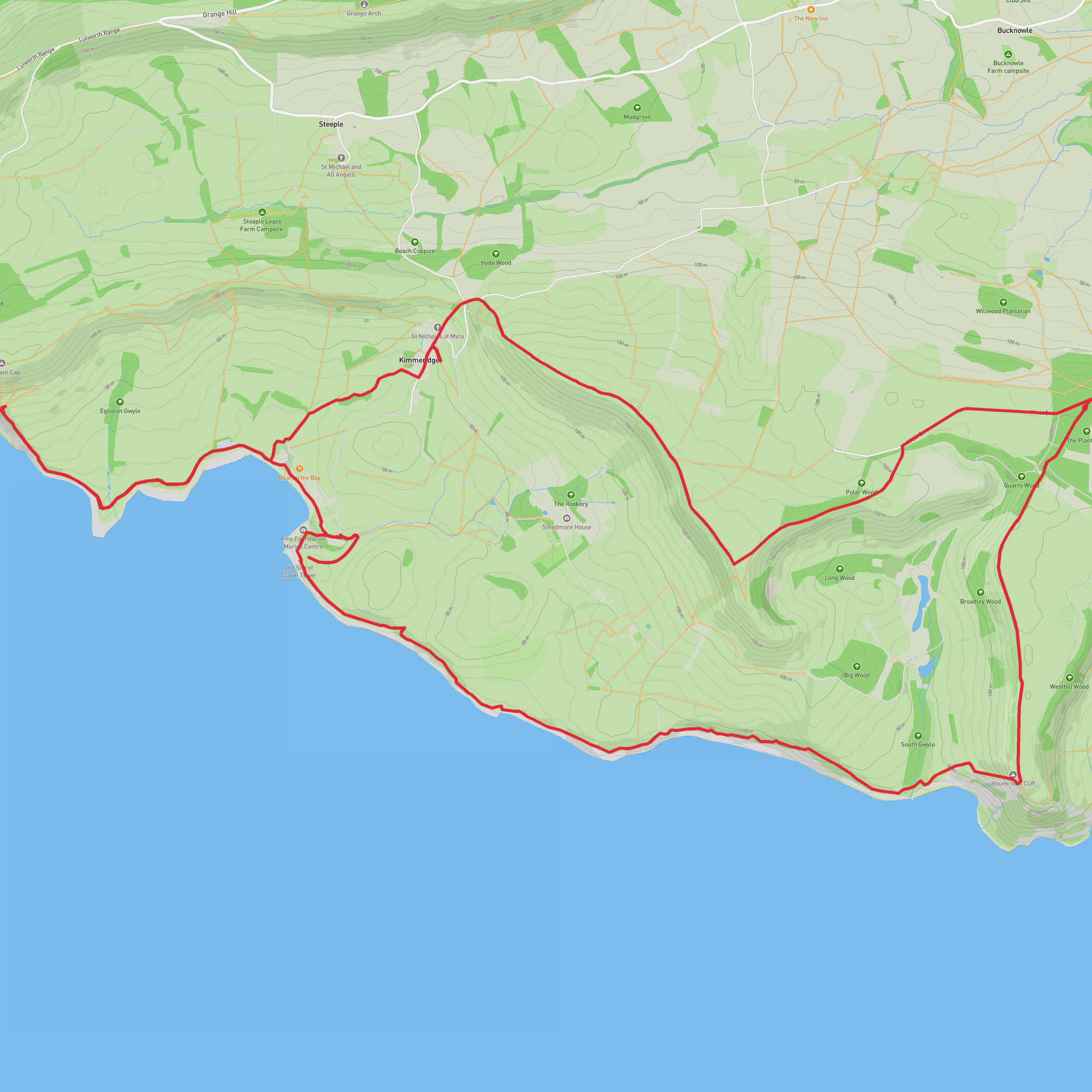 Rope Lake Head, Tyneham Cap and Smedmore Hill Loop mobile static map