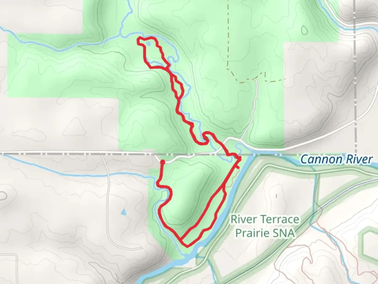 An image depicting the trail Cannon River - Trout Brook Loop and its surrounding area.