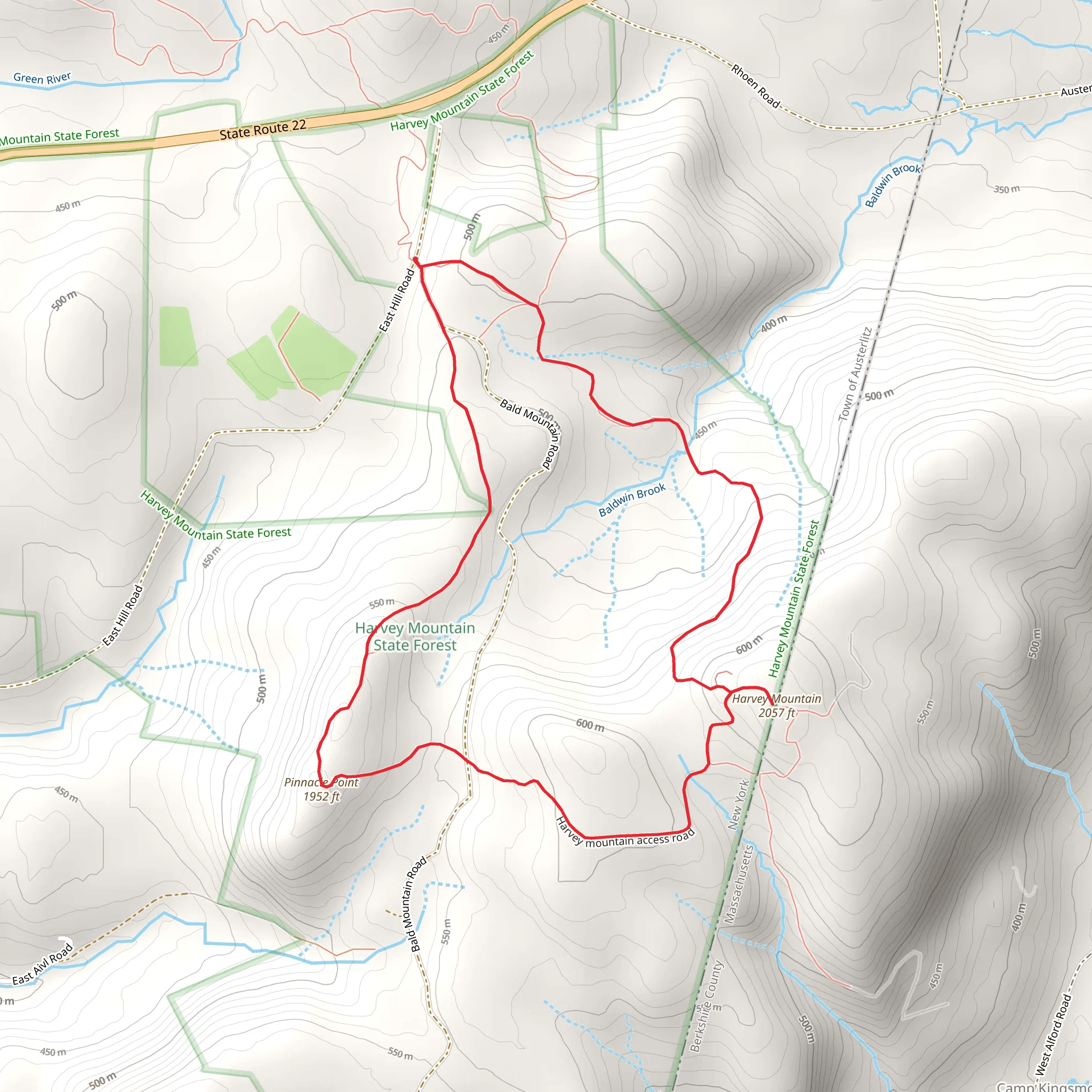 Harvey Mountain and Pinnacle Point Loop mobile static map