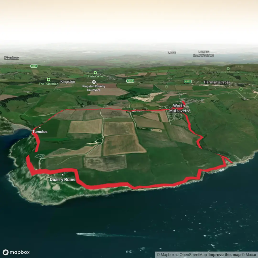 An image depicting the trail Worth Matravers - St Aldhelm's Head and its surrounding area.