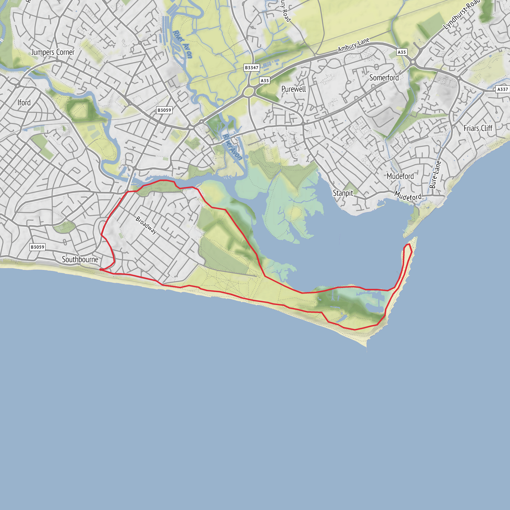 Hengistbury Head Loop mobile static map