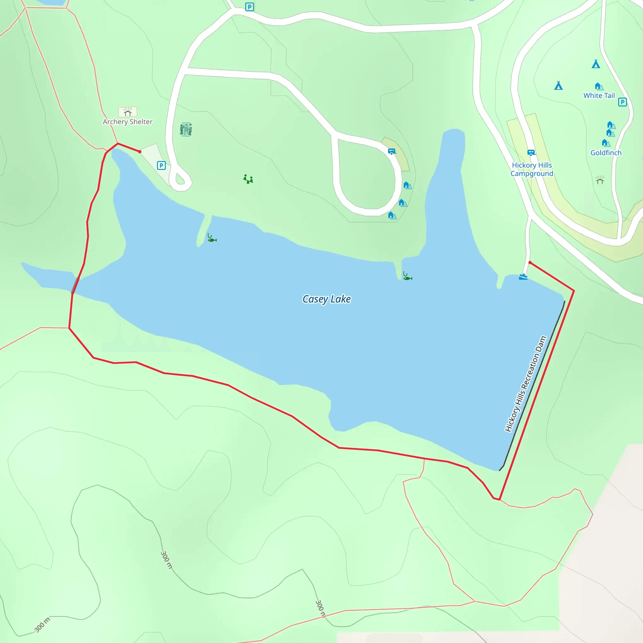 Casey Lake Walk along mobile static map