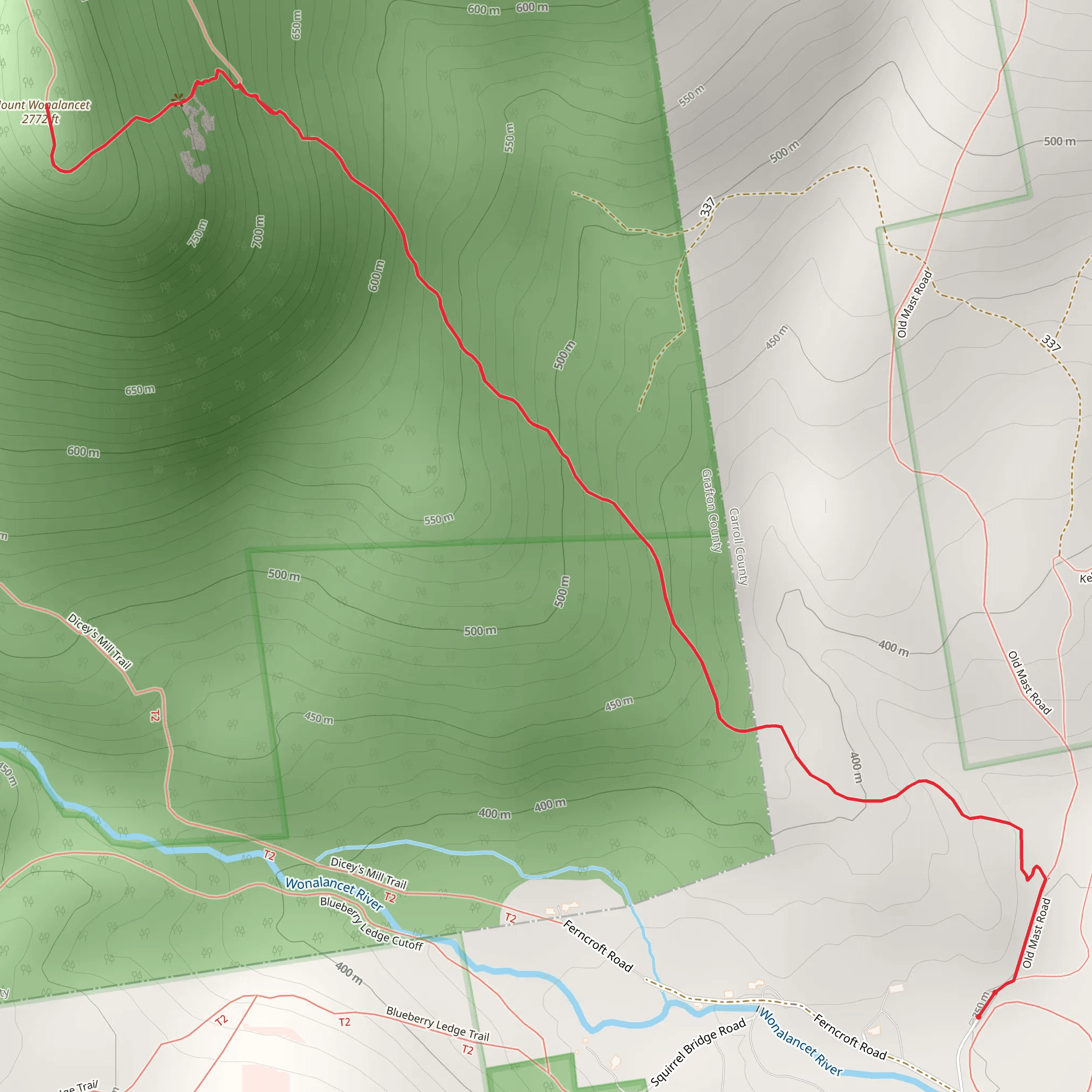 Mount Wonalancet Trail mobile static map