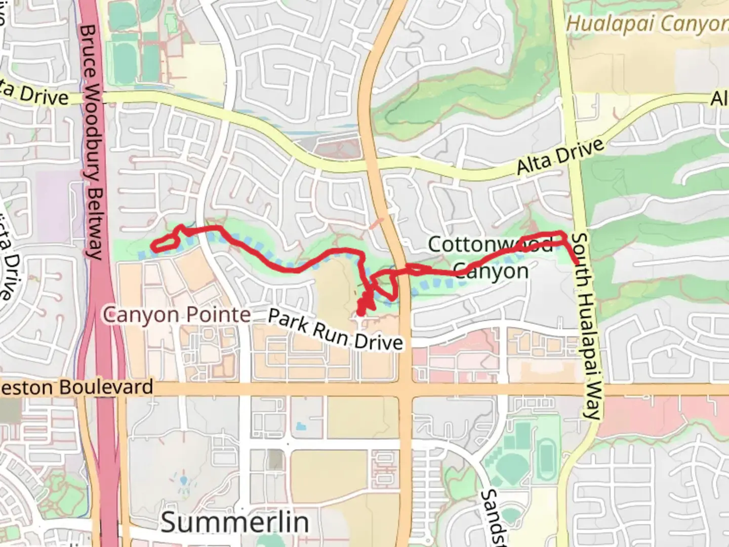 An image depicting the trail Cotton Wood Canyon and its surrounding area.