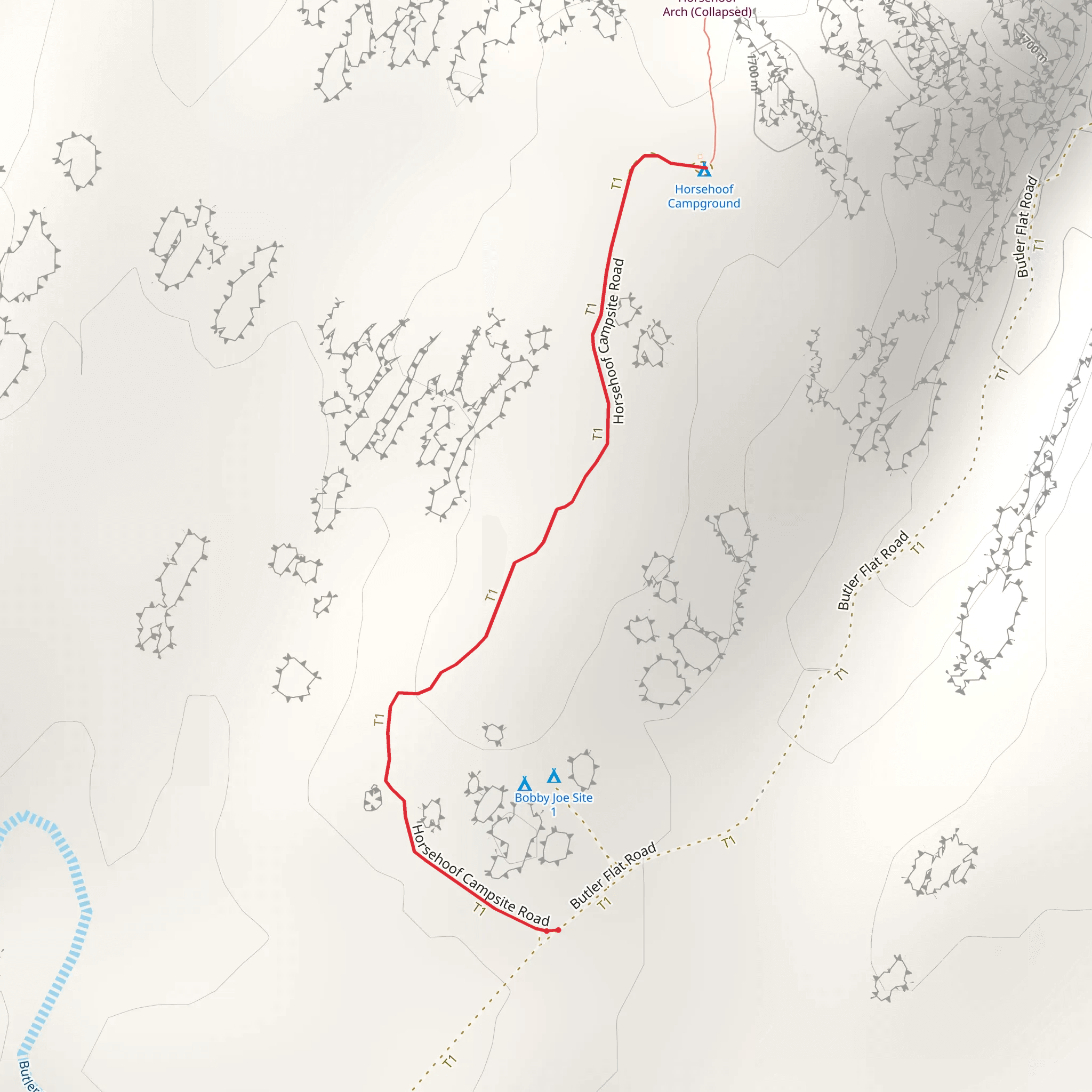 Horse Hoof Campground Road Trail mobile static map