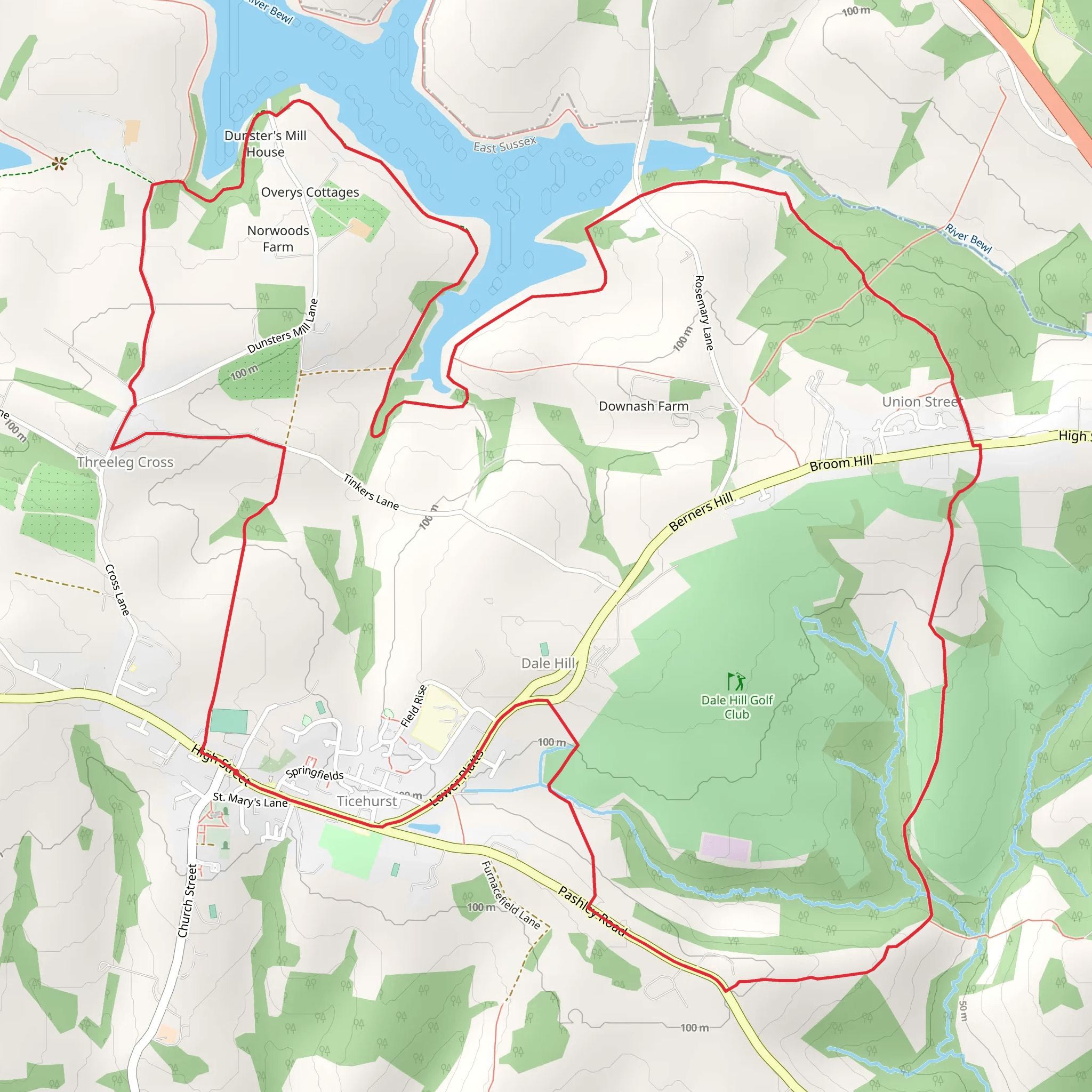 Toll Wood, Scotch Wood via Sussex Border Path mobile static map