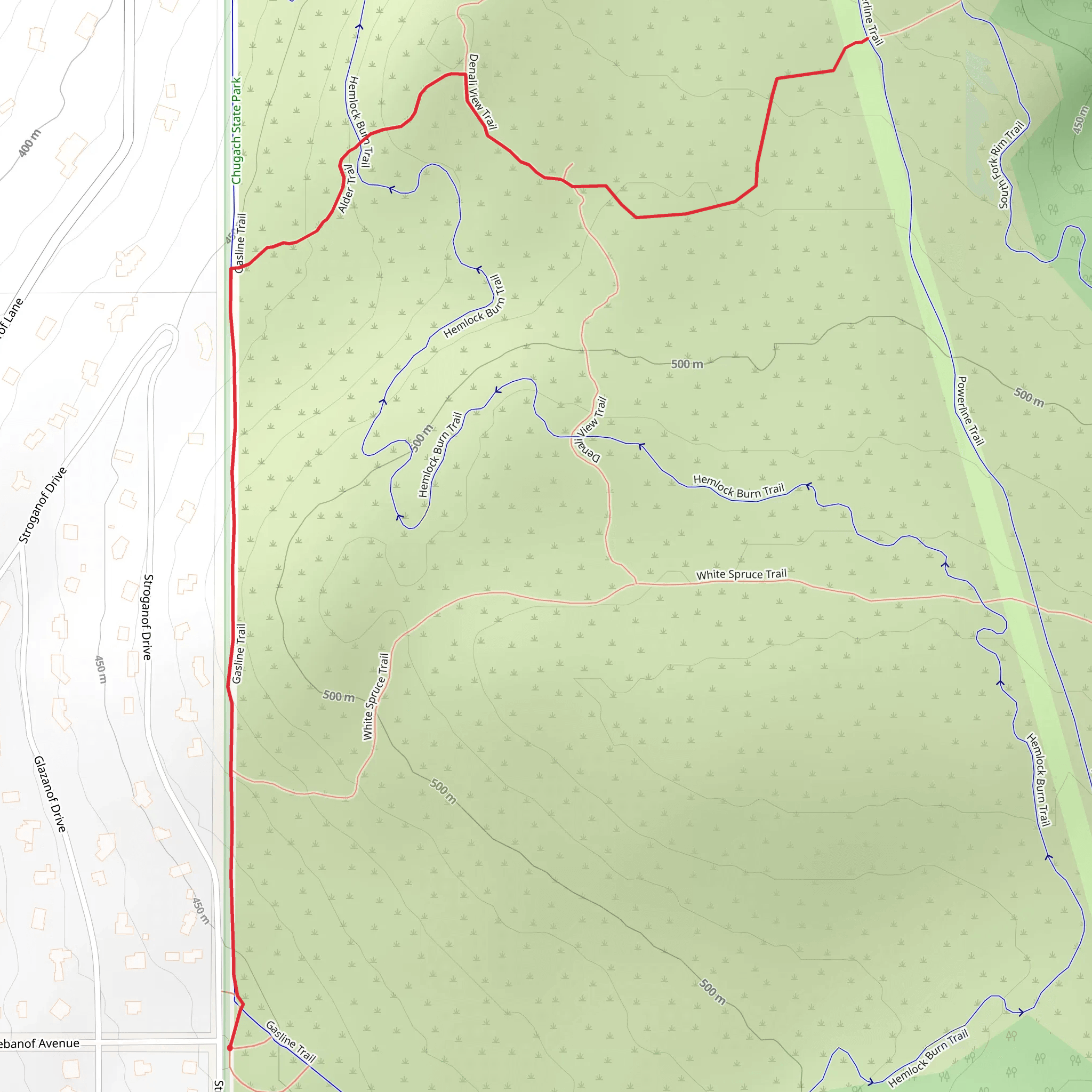 Gasline and Alder Trail mobile static map
