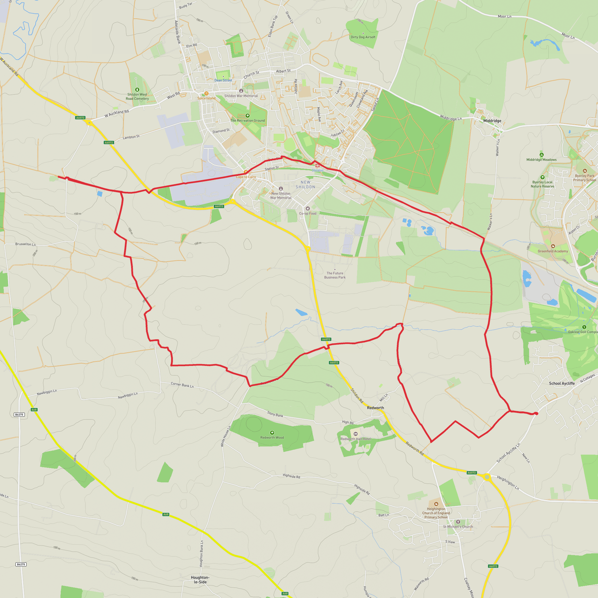 School Aycliffe to Brussleton incline mobile static map