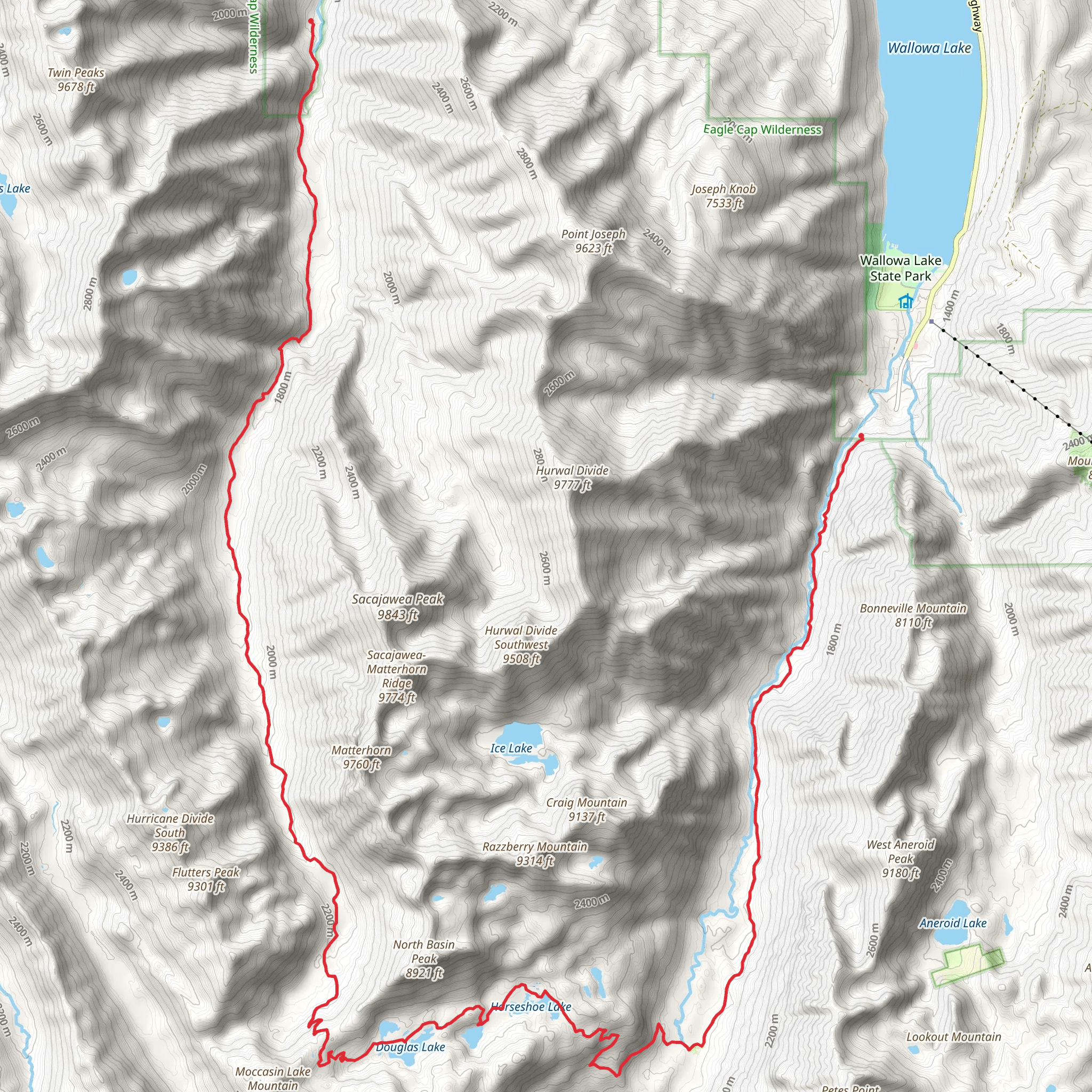 West Fork Wallowa Trail, Lakes Basin Trail and Hurricane Creek Trail mobile static map