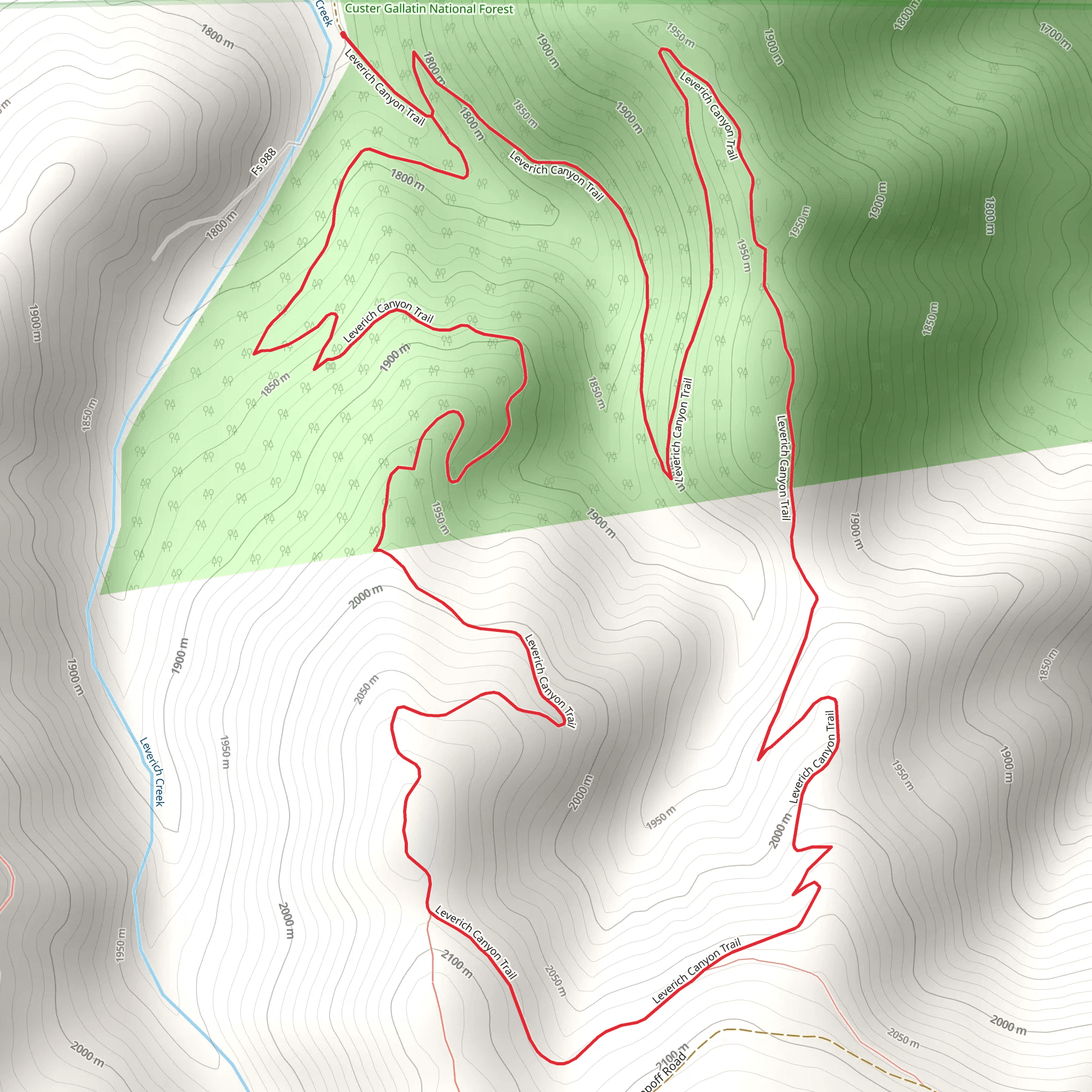 Leverich Canyon Loop Trail mobile static map