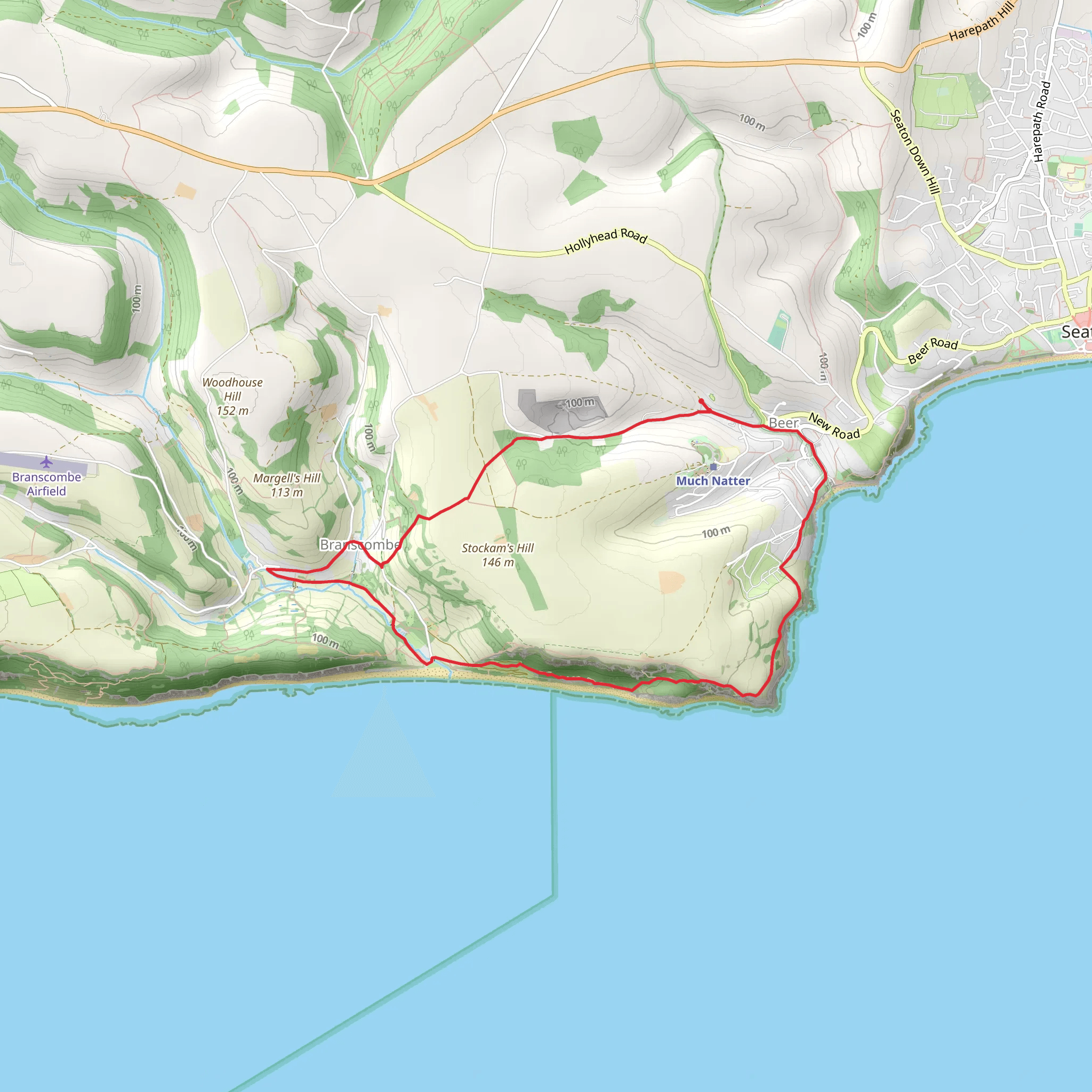 Beer YH - Branscombe Walk mobile static map